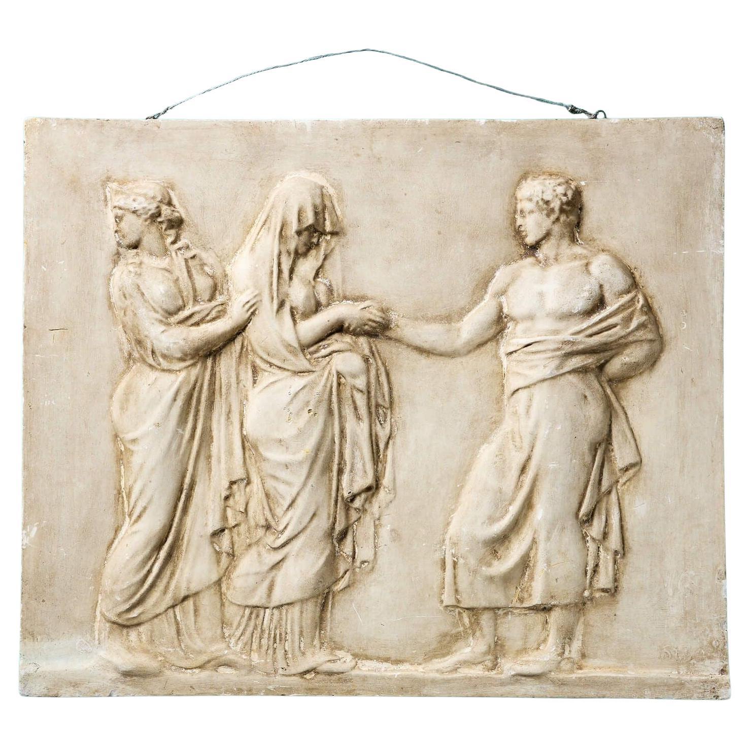 Antique Neoclassical Plaster Relief Panel After the Antique For Sale