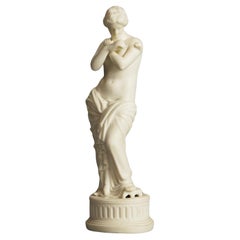 Antique Neoclassical Porcelain Figure, Nude Classical Woman & Butterfly, C1850