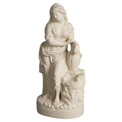 Antique Neoclassical Porcelain Figure of a Classical Woman at the Well C1850