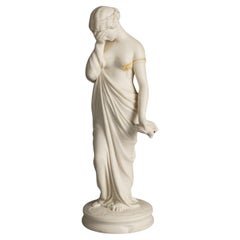 Antigua figura neoclásica de porcelana de una mujer clásica de luto C1850