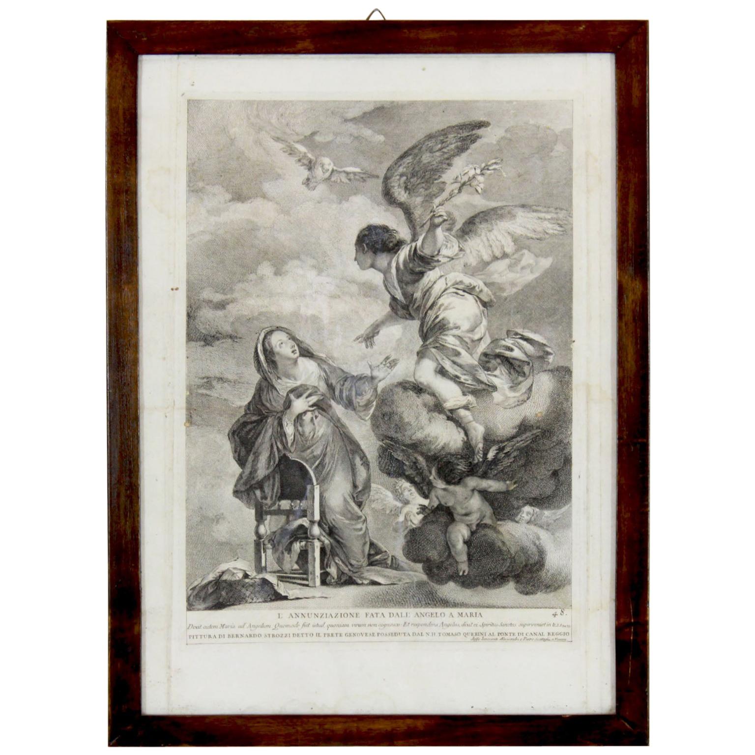 Antique Religious Drawing, Italy 19th Century For Sale