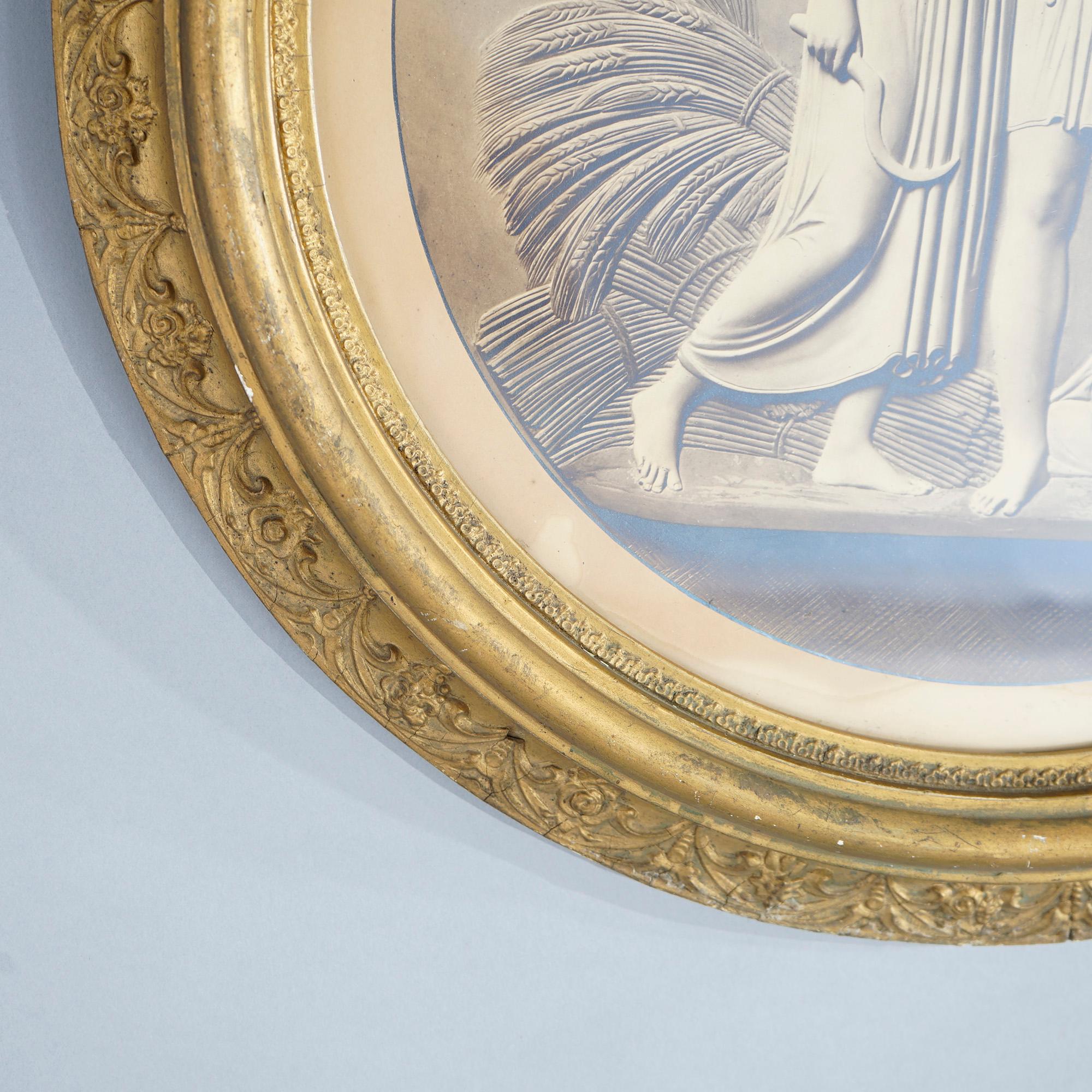 Antique Neoclassical Print of Figures in Gold Giltwood Frame, circa 1880 1