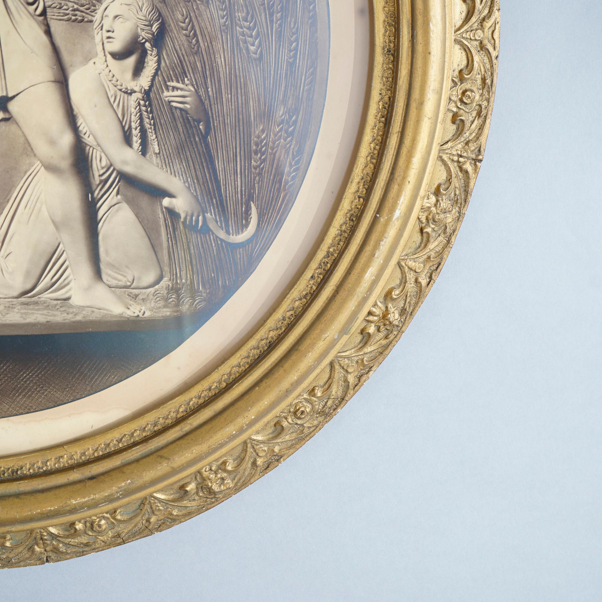 Antique Neoclassical Print of Figures in Gold Giltwood Frame, circa 1880 2