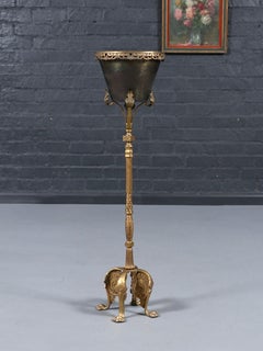 Antique Neoclassical Revival Brass & Gilt Metal Jardinière Plant Stand