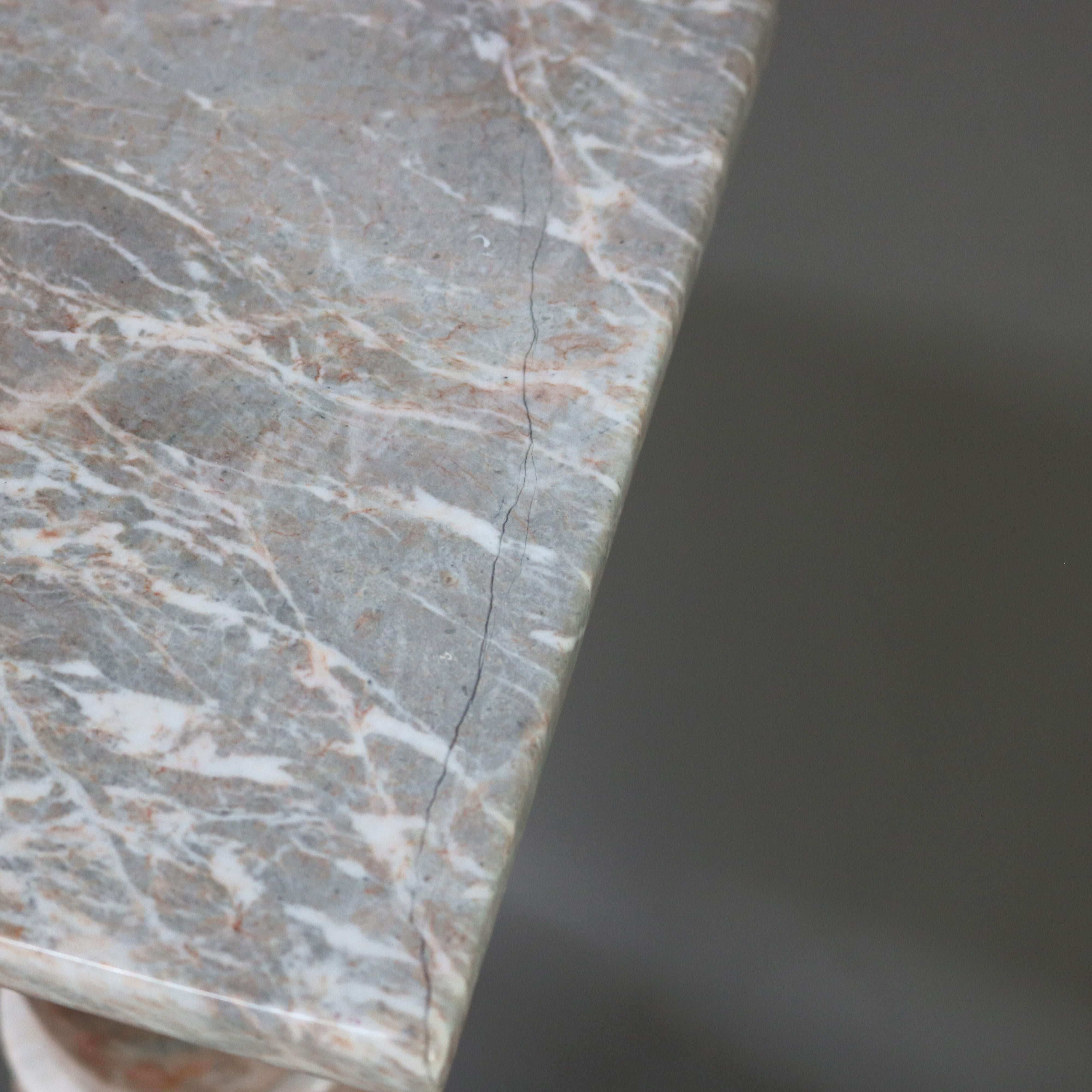 Pedestal neoclásico antiguo de mármol rojizo con escultura dórica C1920 Mármol