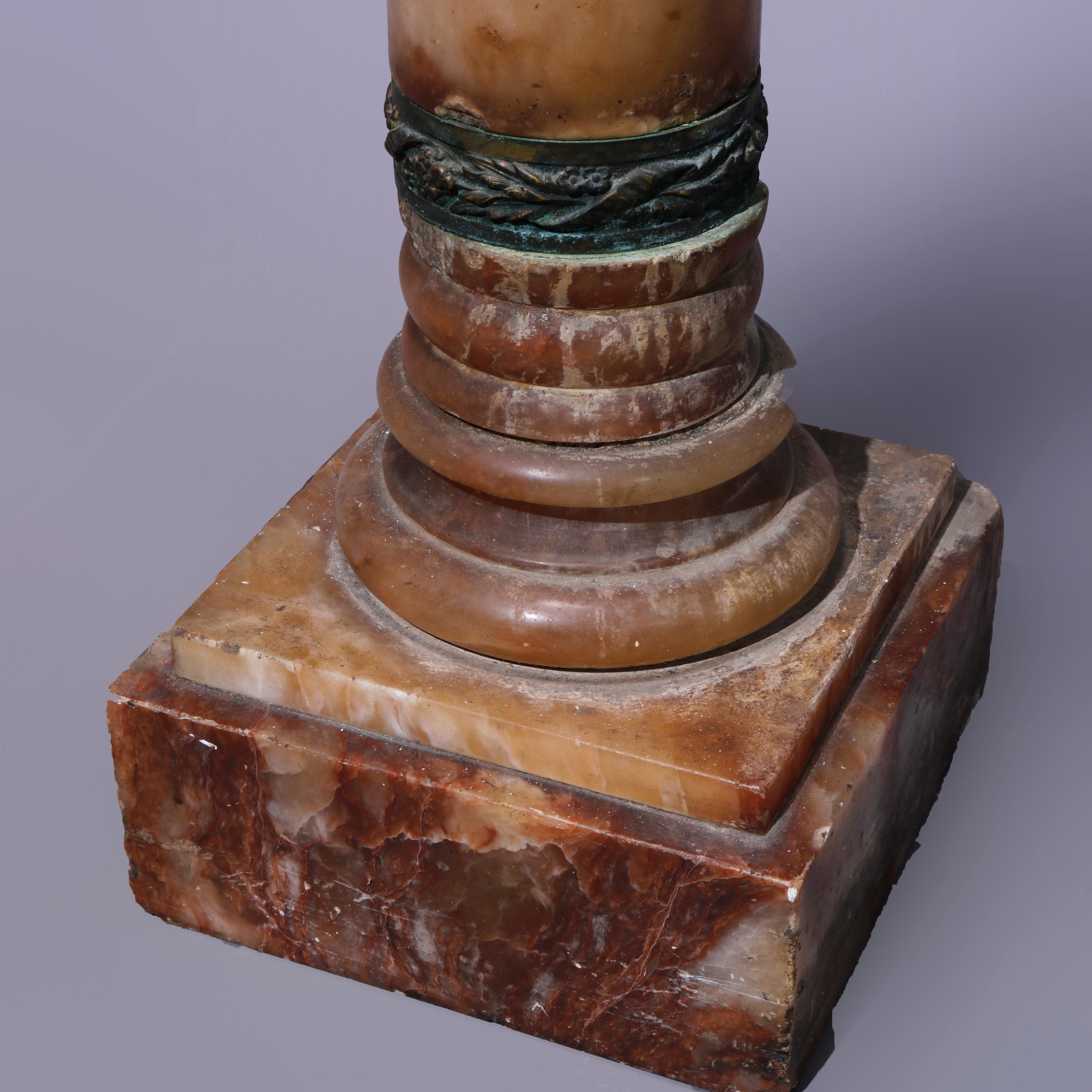 Antique Neoclassical Rouge Onyx Sculpture Display Pedestal, Bronze Mounts, c1890 For Sale 4