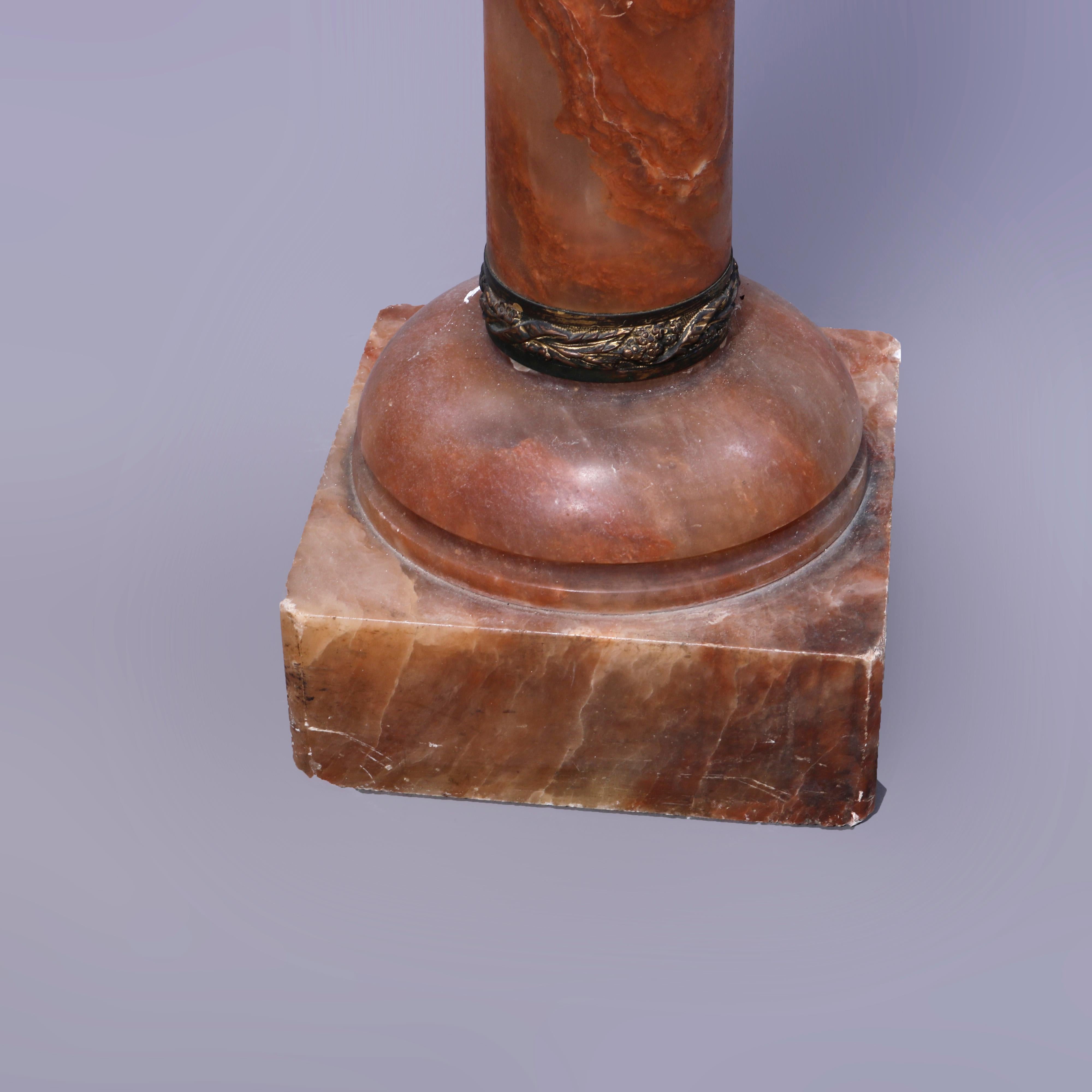 Antique Neoclassical Rouge Onyx Sculpture Display Pedestal, Bronze Mounts, c1890 For Sale 6