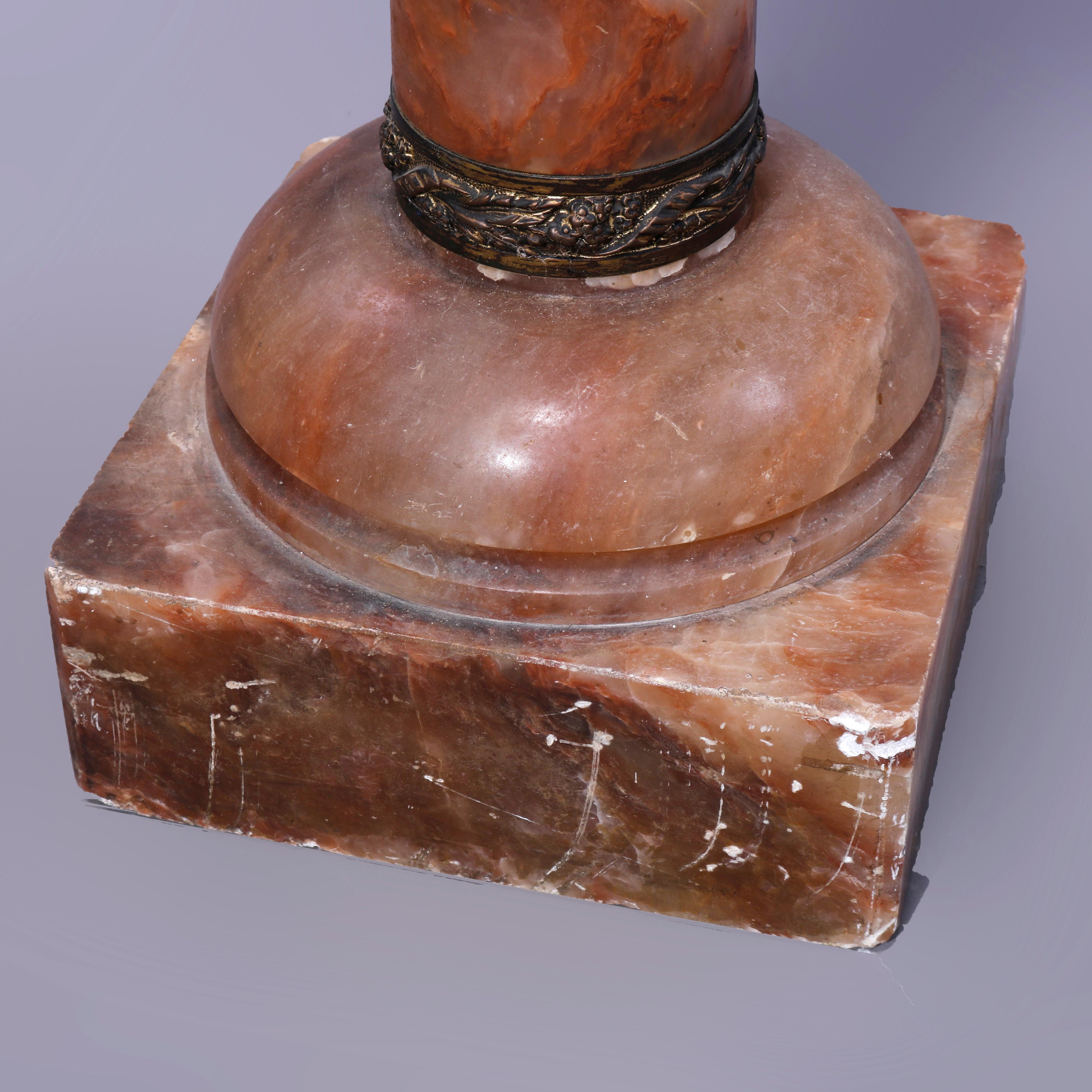 Antique Neoclassical Rouge Onyx Sculpture Display Pedestal, Bronze Mounts, c1890 For Sale 8