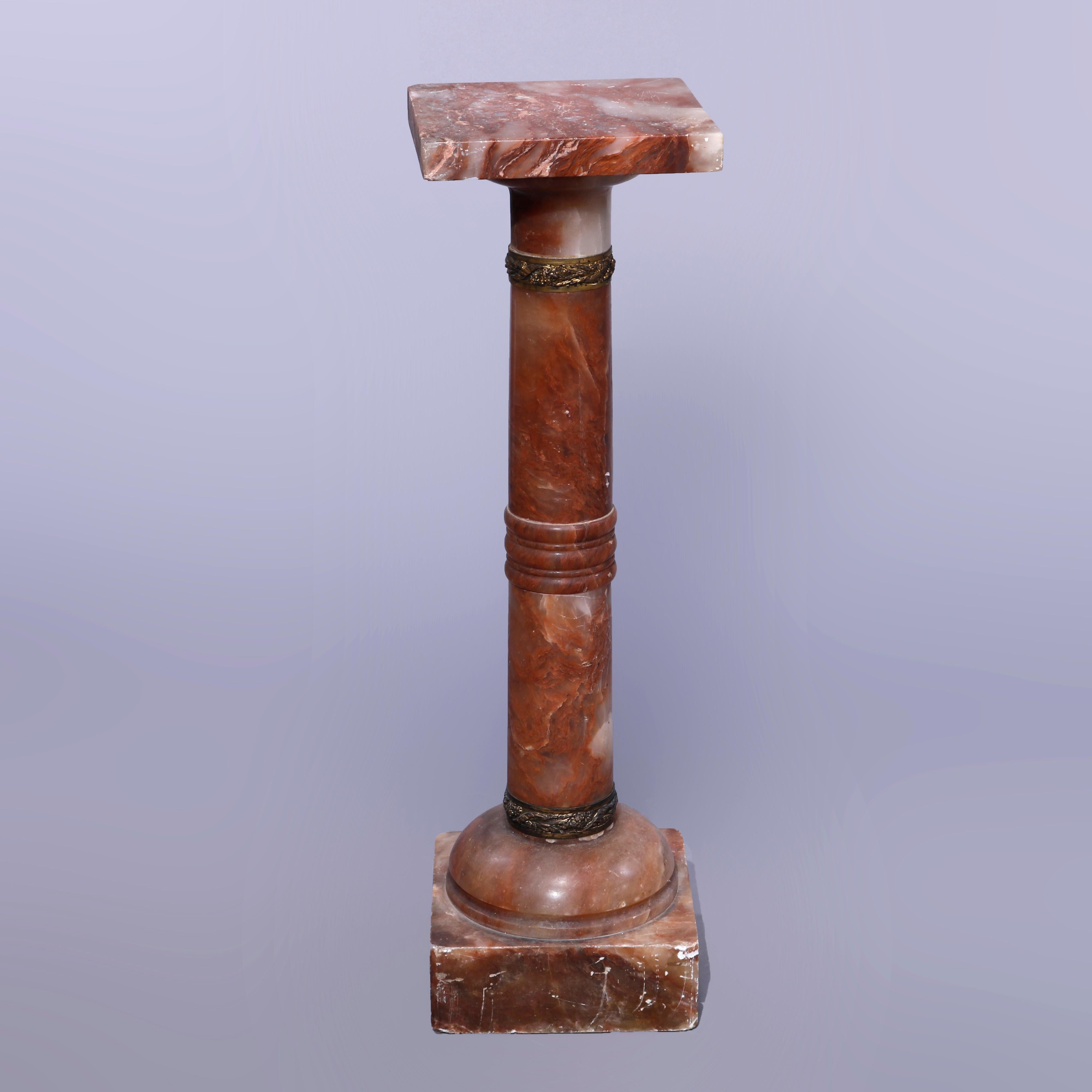 European Antique Neoclassical Rouge Onyx Sculpture Display Pedestal, Bronze Mounts, c1890 For Sale