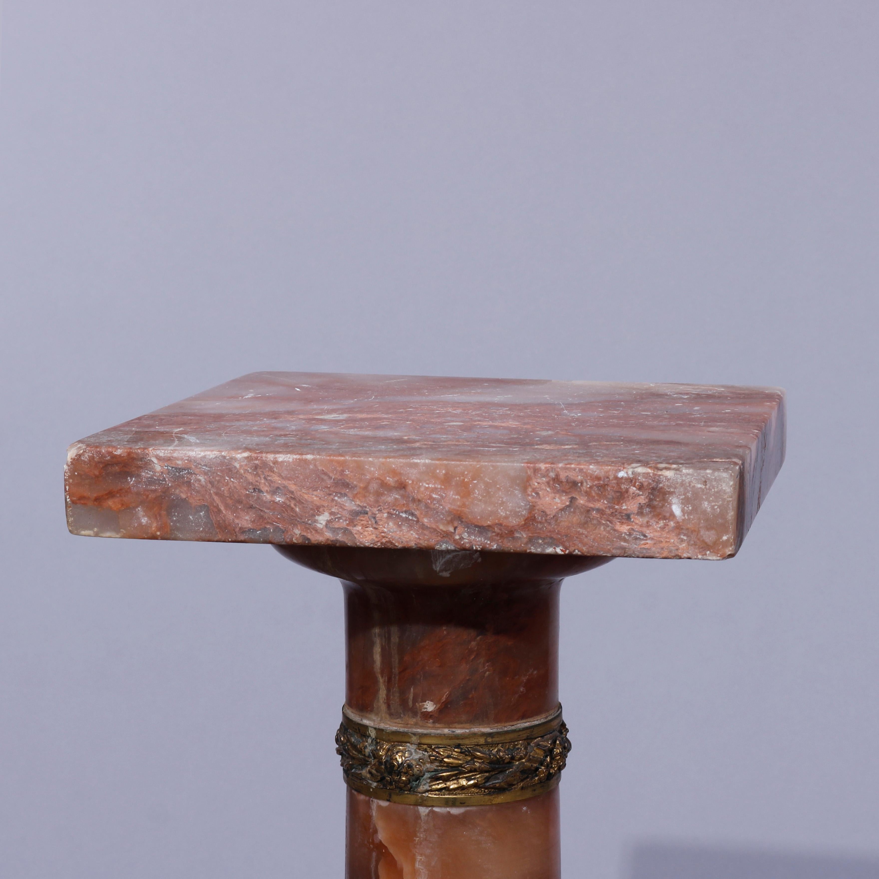 Antike neoklassizistische Rouge-Onyx-Skulptur-Sockel, Bronzebeschläge, um 1890 im Angebot 1