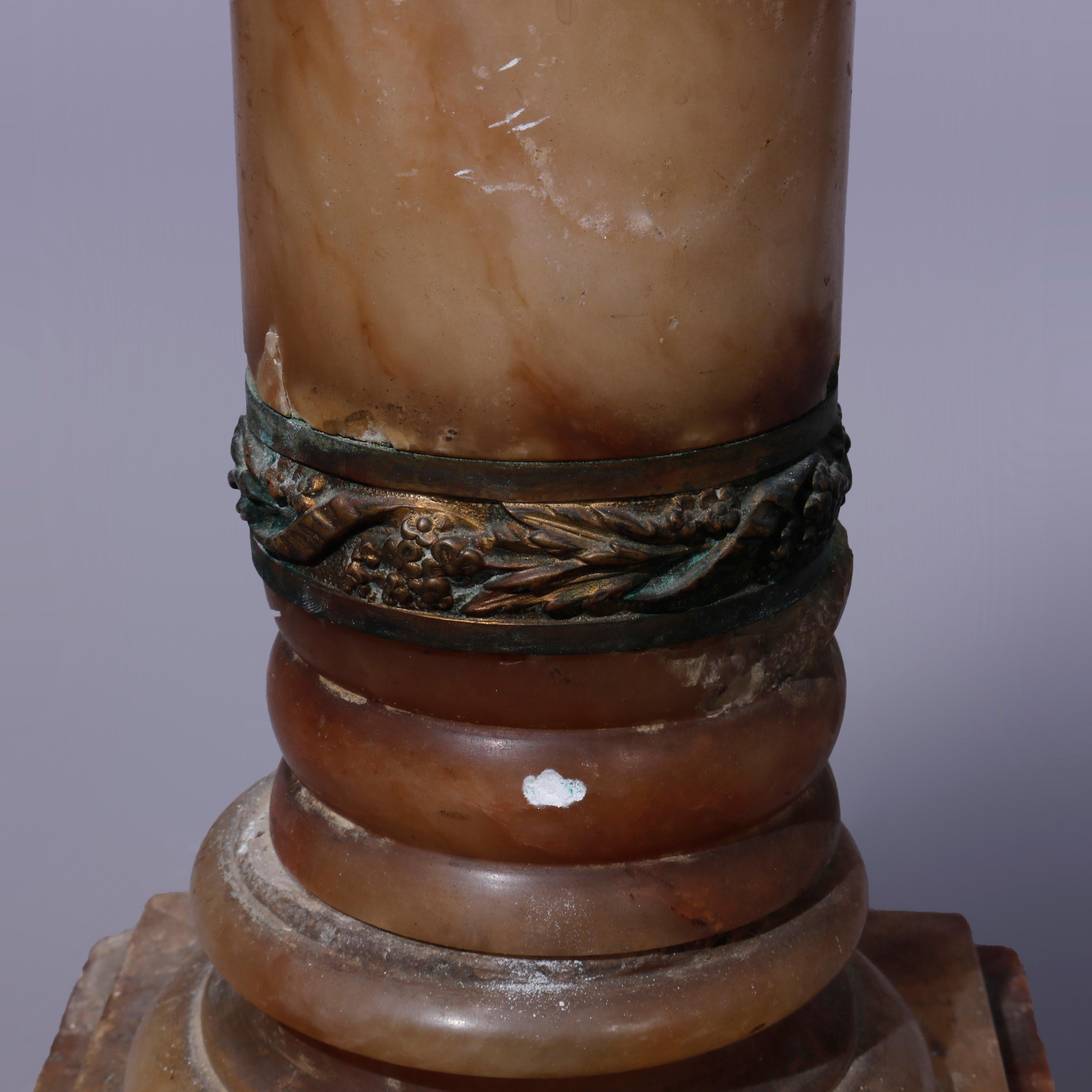 Antique Neoclassical Rouge Onyx Sculpture Display Pedestal, Bronze Mounts, c1890 For Sale 3