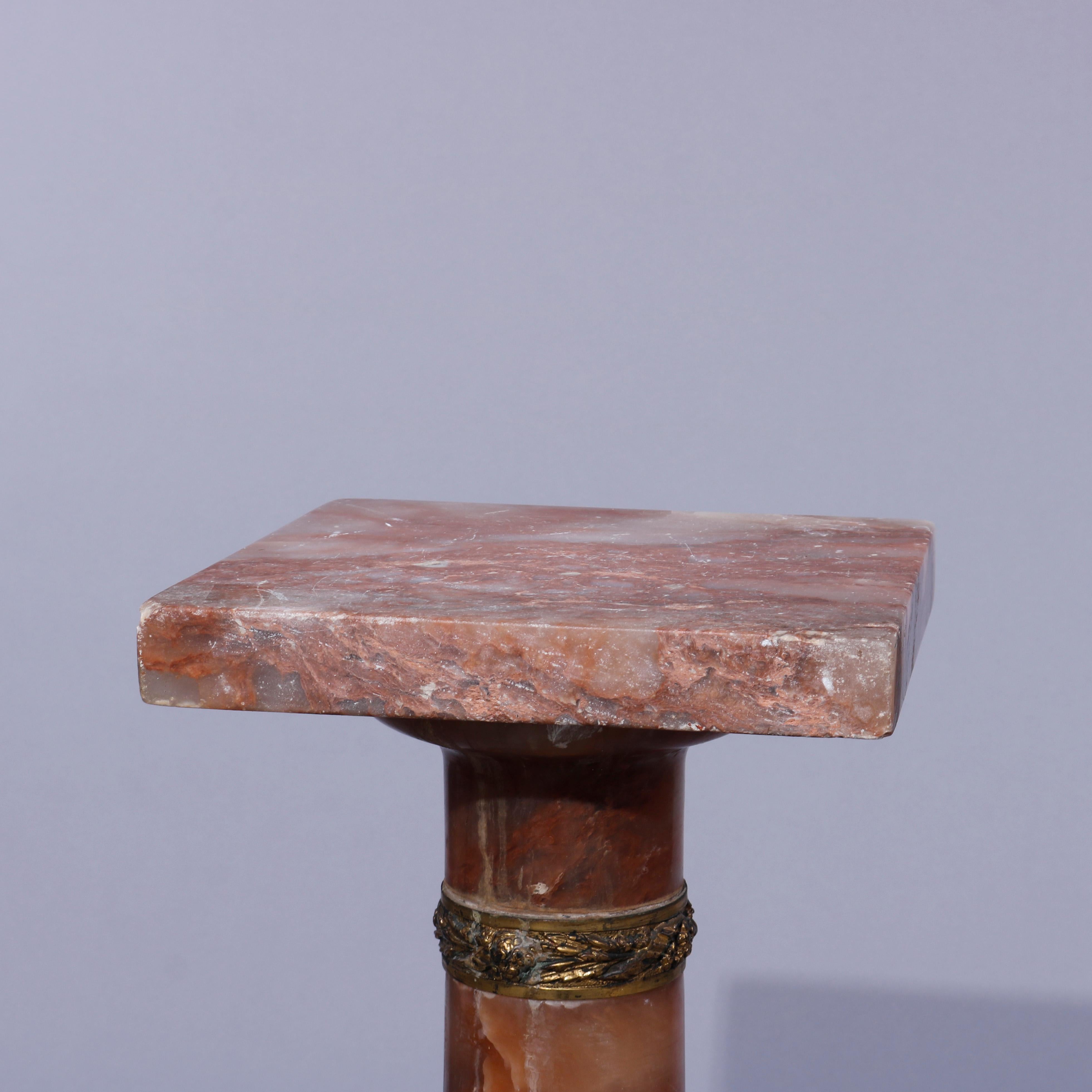 Antike neoklassizistische Rouge-Onyx-Skulptur-Sockel, Bronzebeschläge, um 1890 im Angebot 2
