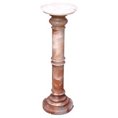 Antique Neoclassical Rouge Onyx Sculpture Display Pedestal, circa 1890