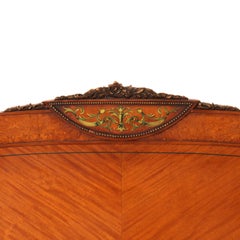 Antique Neoclassical Satinwood Double Bed With Hand Painted Swags c1930