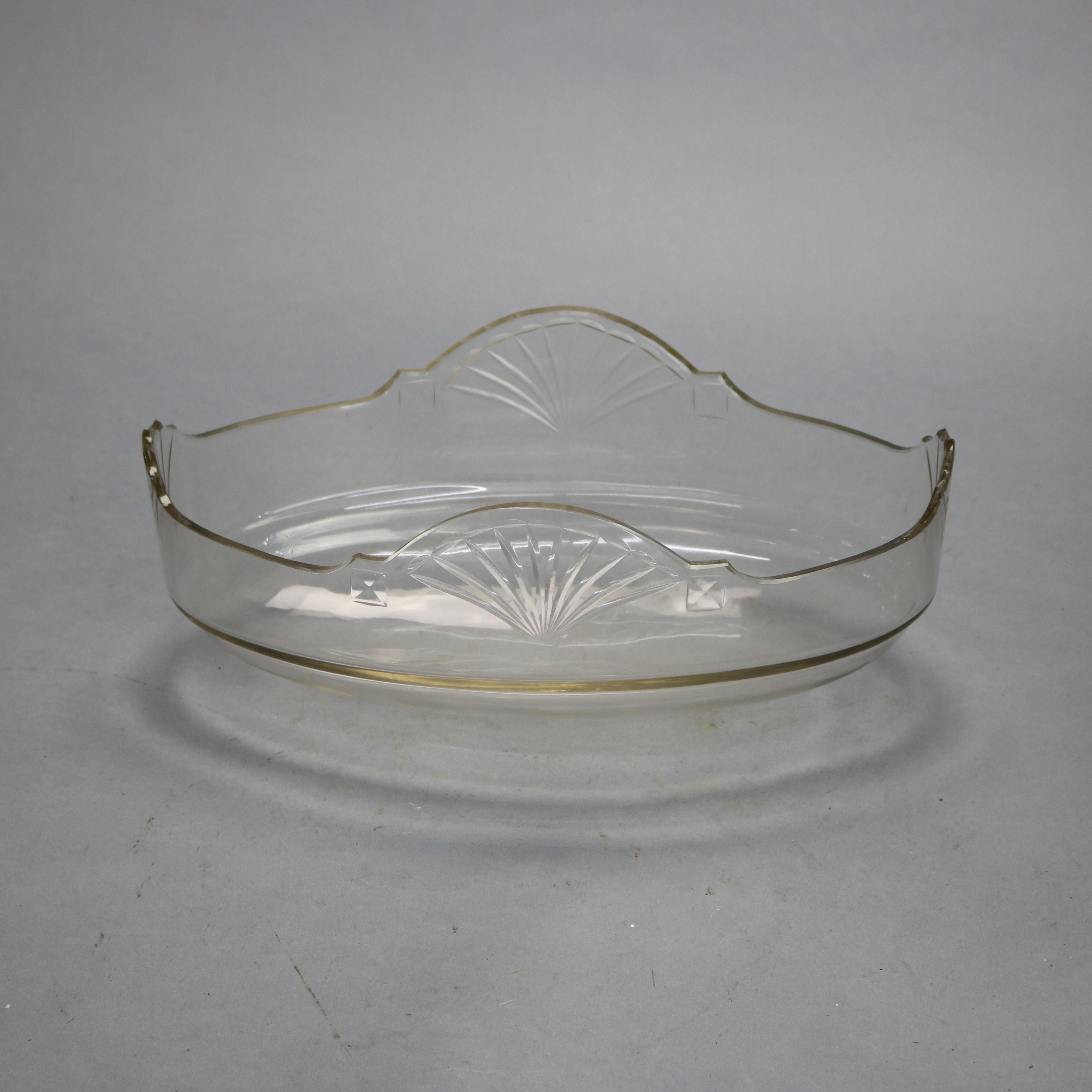 Antique Neoclassical Silver Plate Gold Washed & Crystal Glass Center Bowl, c1900 For Sale 6