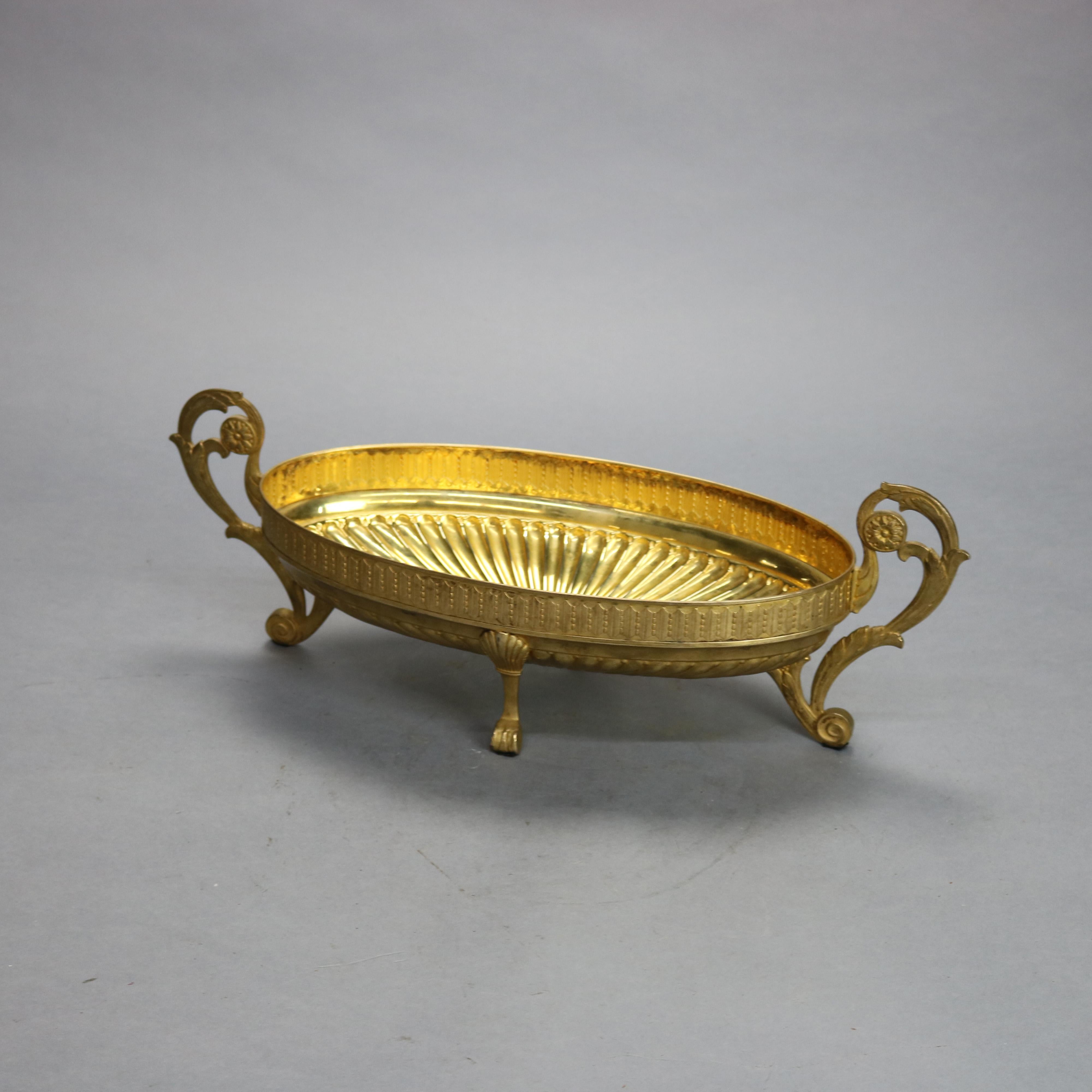 Antique Neoclassical Silver Plate Gold Washed & Crystal Glass Center Bowl, c1900 For Sale 7
