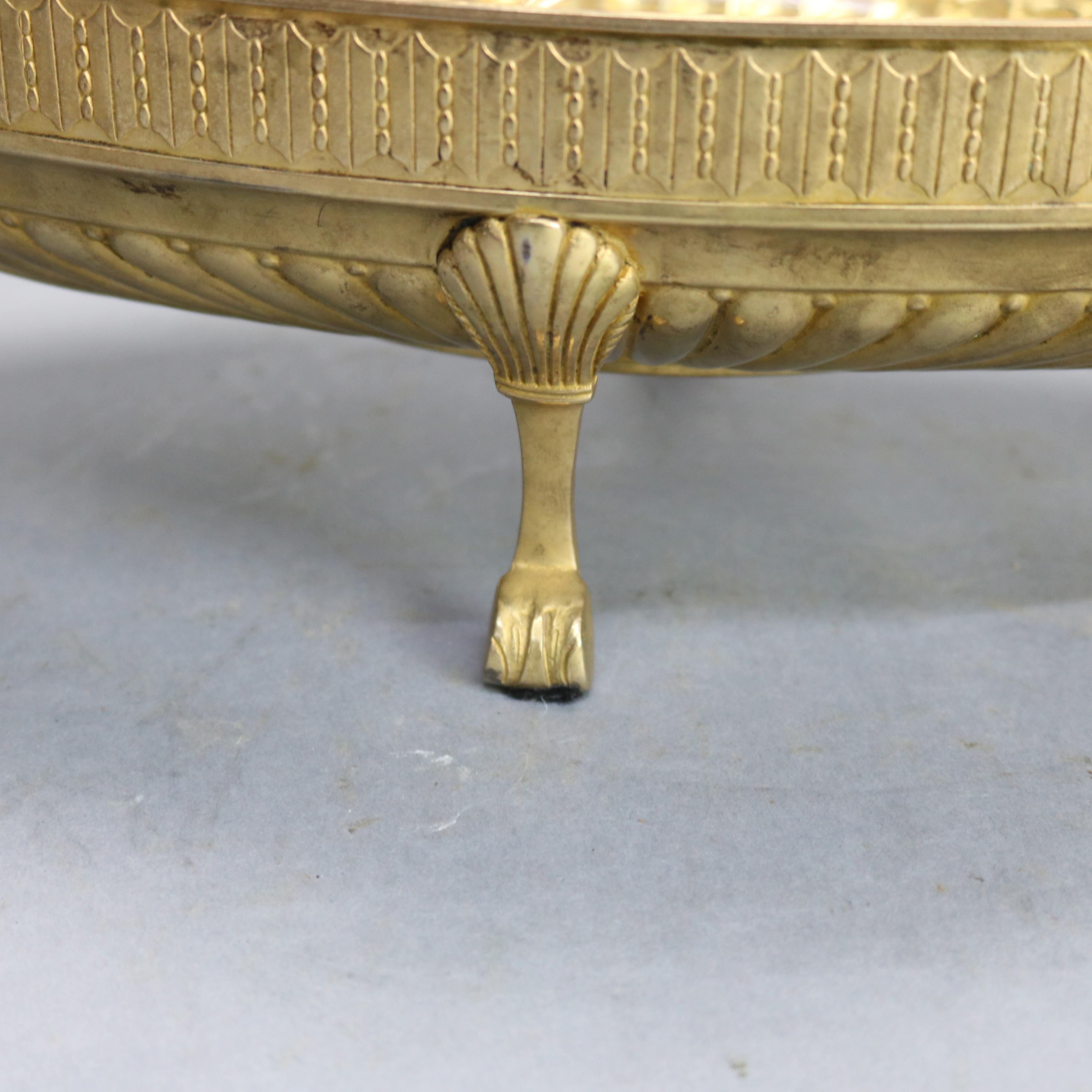 Antique Neoclassical Silver Plate Gold Washed & Crystal Glass Center Bowl, c1900 For Sale 2