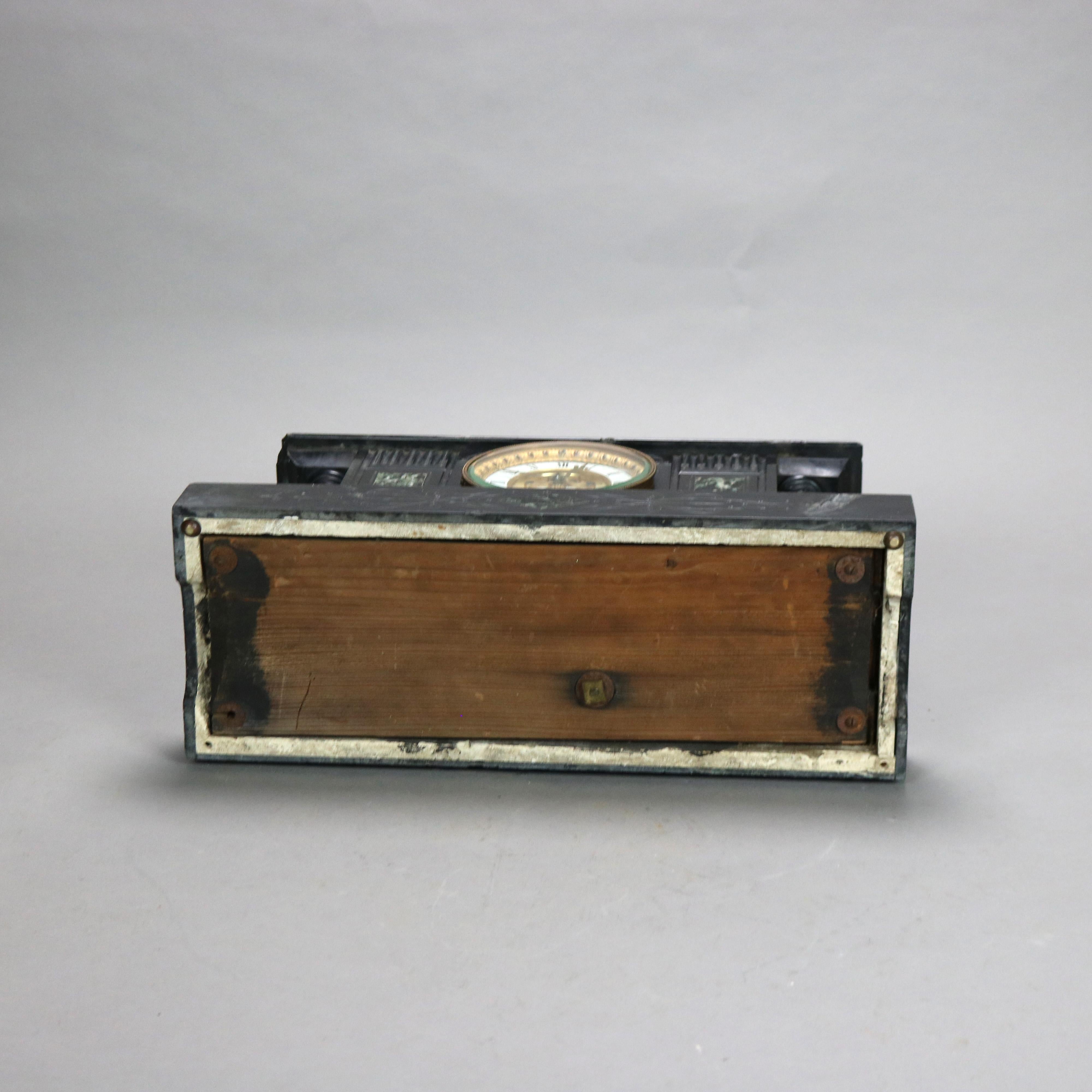 Antique Neoclassical Slate Mantle Clock with Open Escapement, c1890 For Sale 8