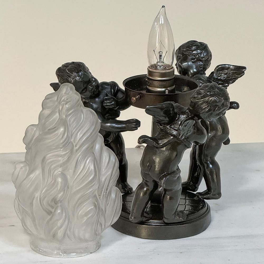 Antike neoklassizistische Zinn-Tischlampe ~ Girandole mit Bronze-Finish im Angebot 7