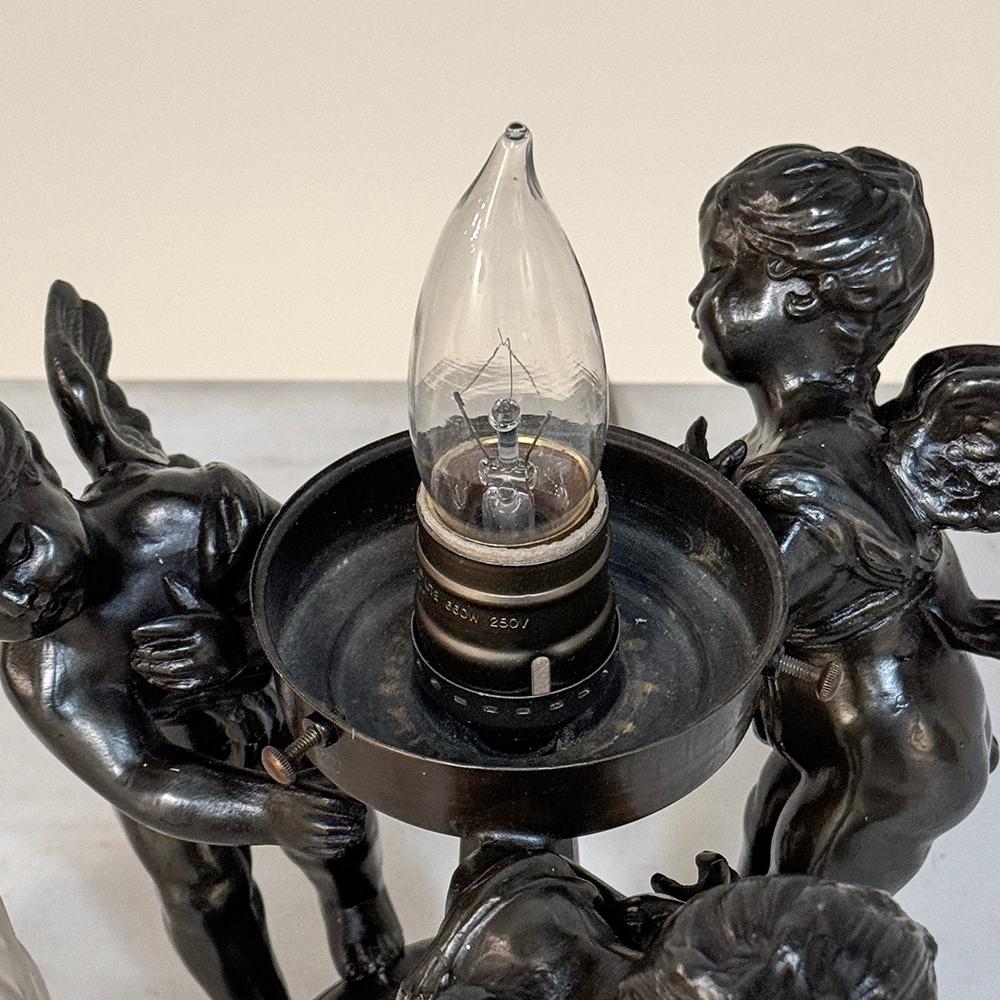 Antike neoklassizistische Zinn-Tischlampe ~ Girandole mit Bronze-Finish im Angebot 8