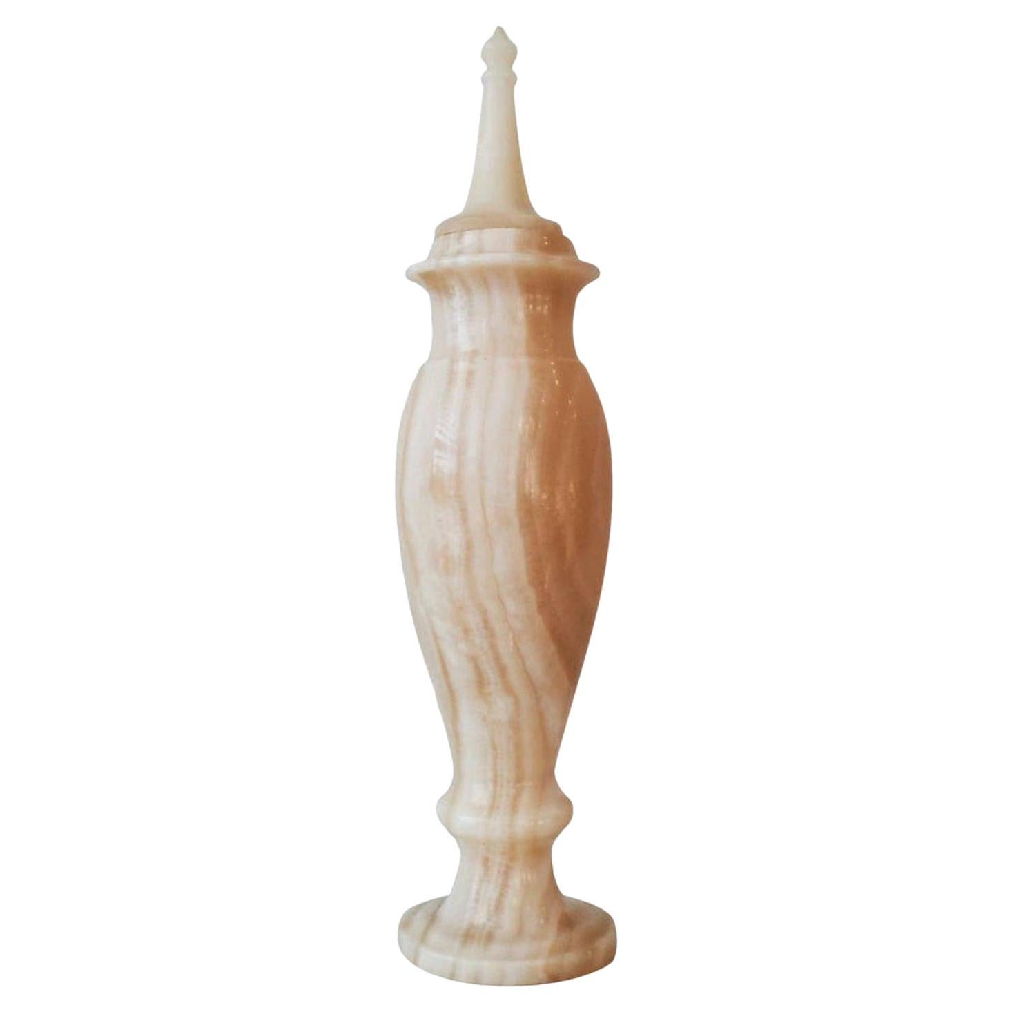 Antique Neoclassical Style Alabaster Lidded Urn