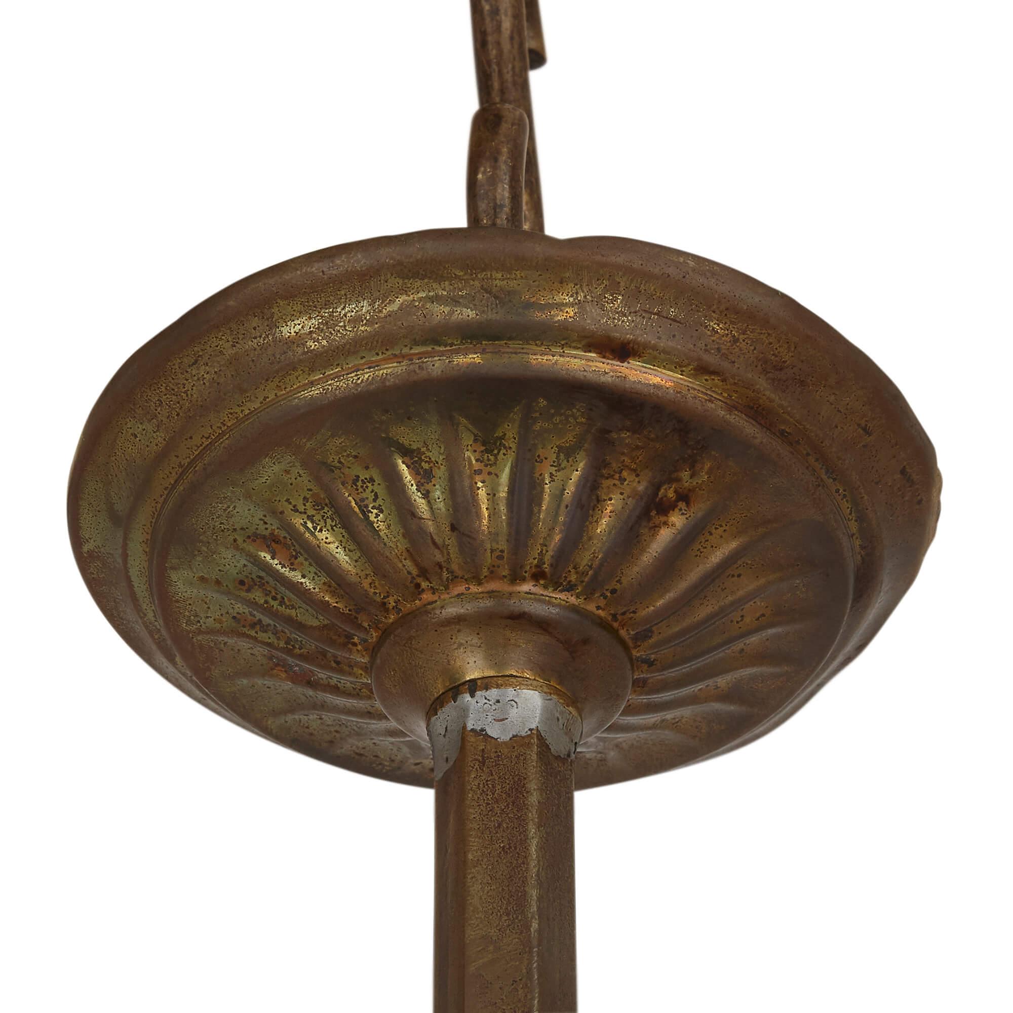 Antique Neoclassical Style Brass Hall Lantern For Sale 1