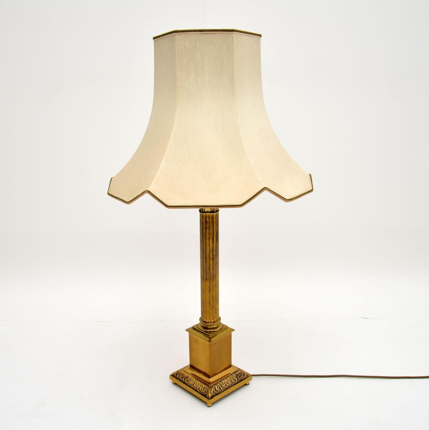 English Antique Neoclassical Style Brass Table Lamp For Sale