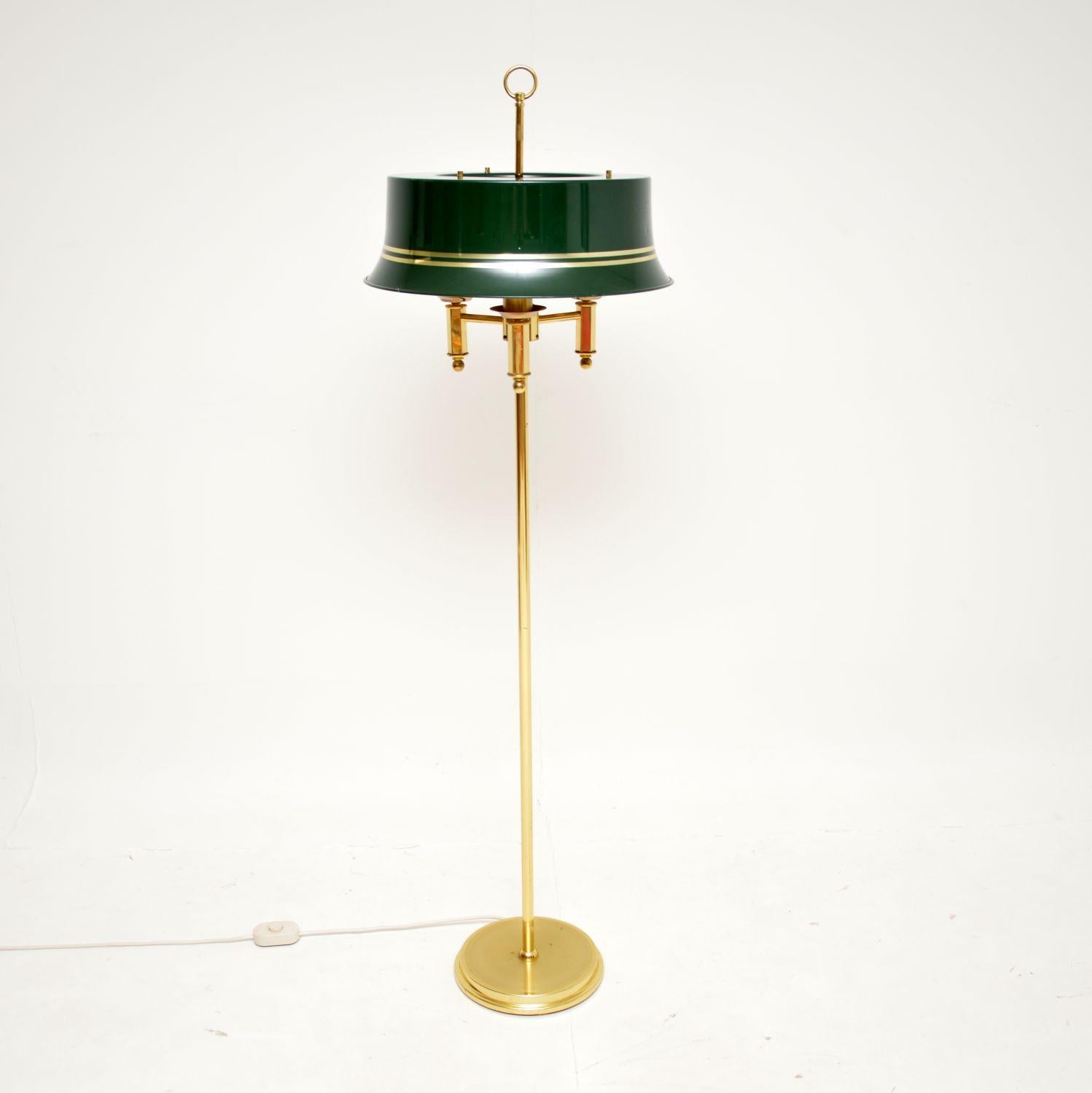 Antique Neoclassical Style Brass & Tole Floor Lamp In Good Condition In London, GB