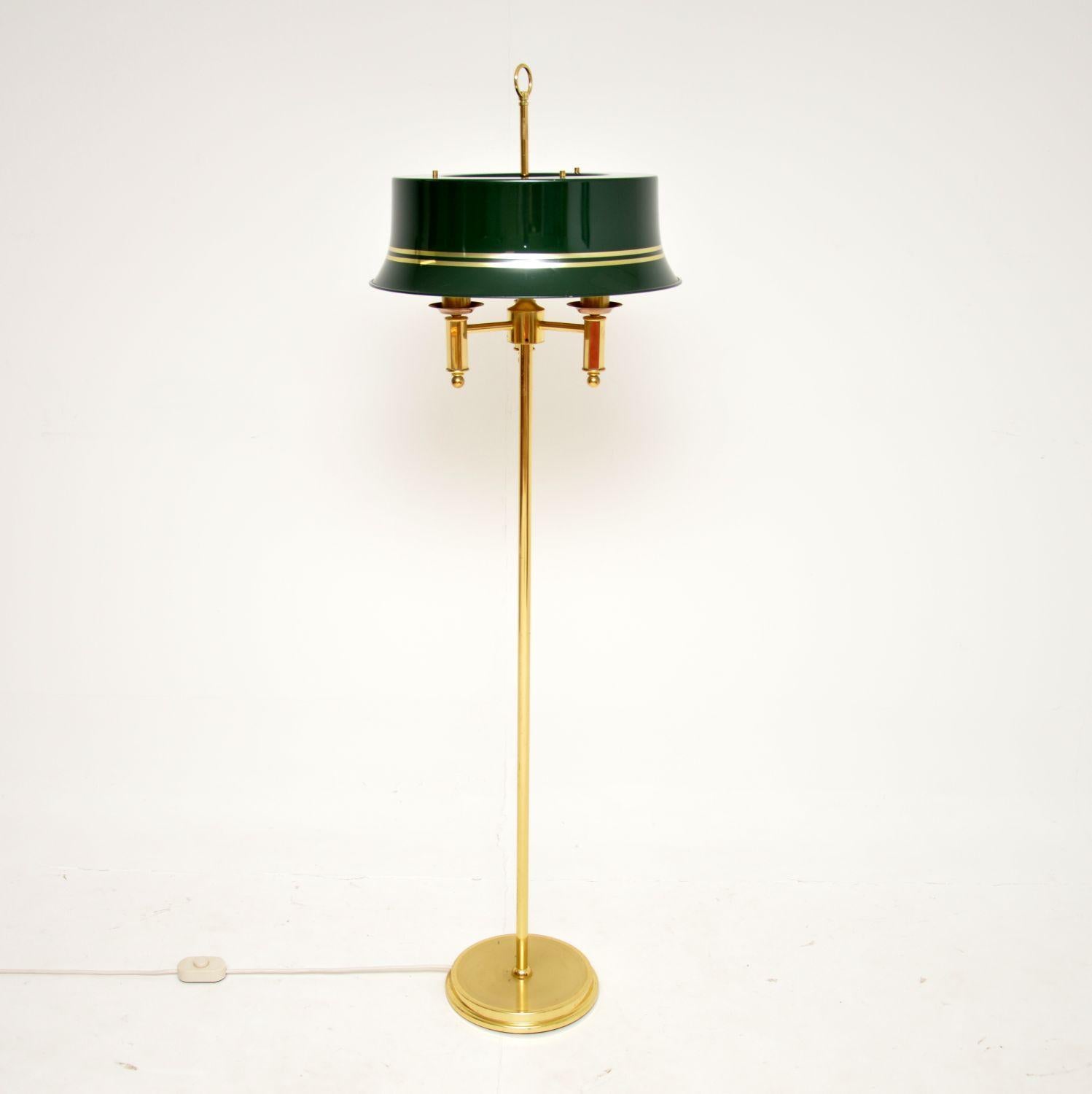 English Antique Neoclassical Style Brass & Tole Floor Lamp