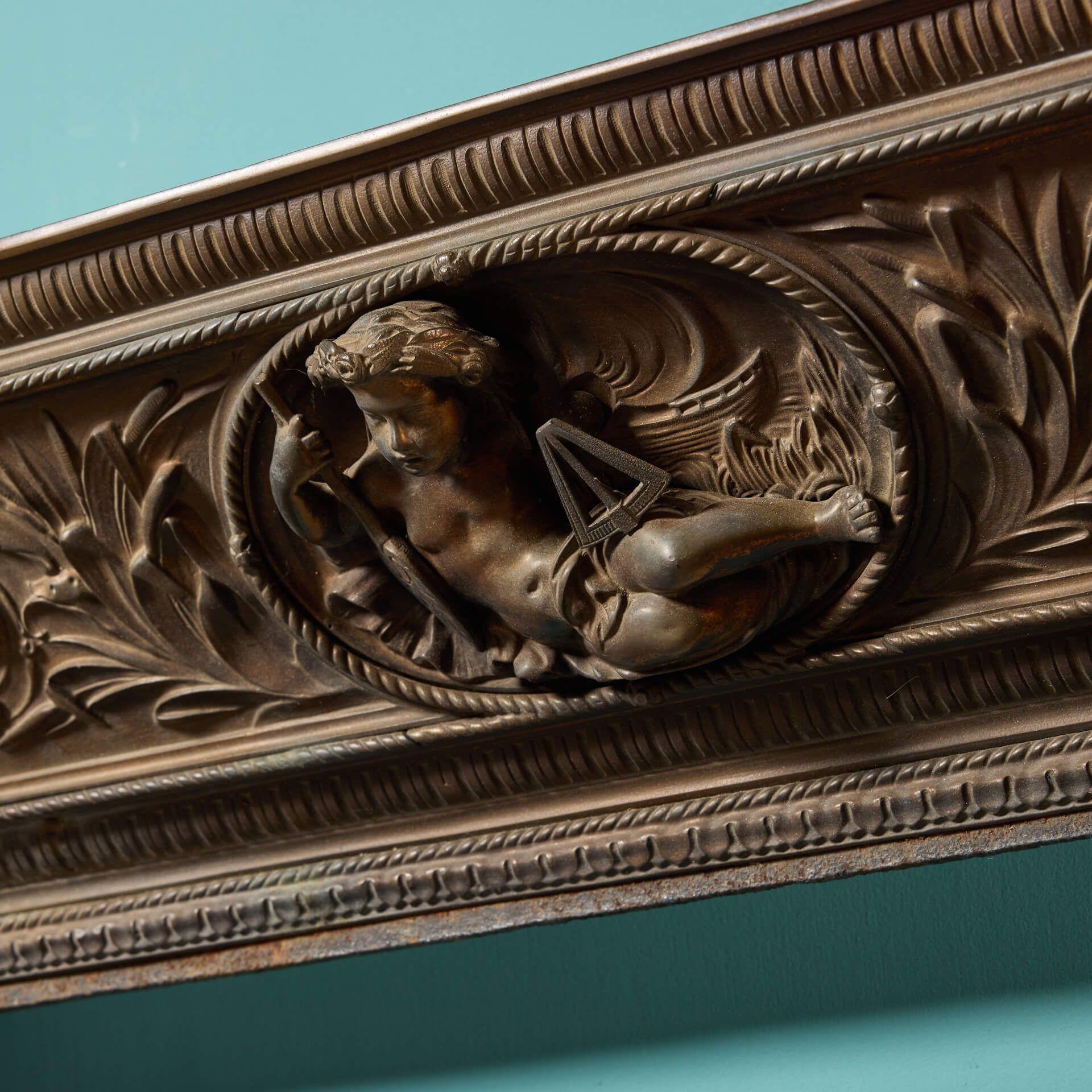 English Antique Neoclassical Style Bronze Fire Insert For Sale