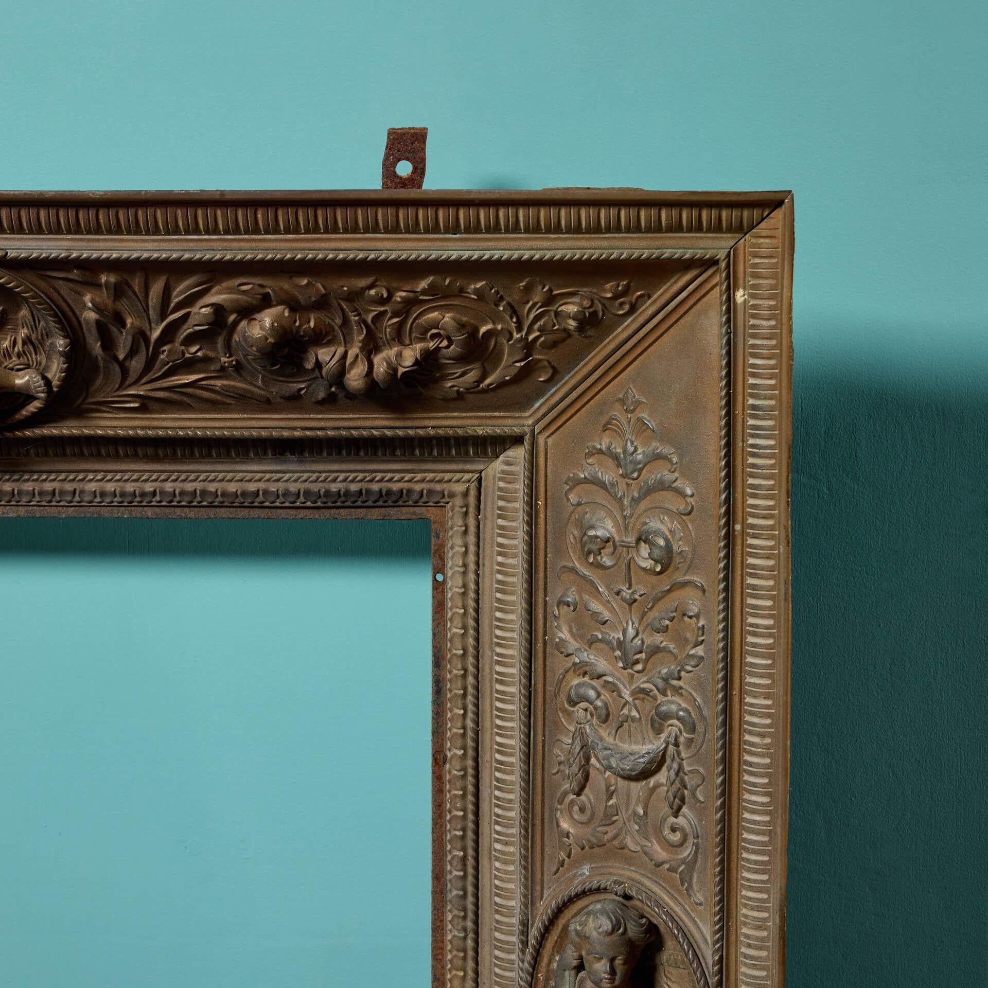 20th Century Antique Neoclassical Style Bronze Fire Insert For Sale