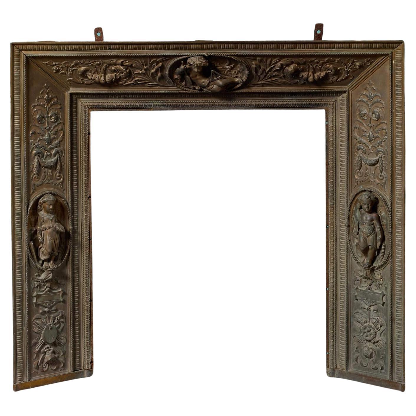 Antique Neoclassical Style Bronze Fire Insert For Sale