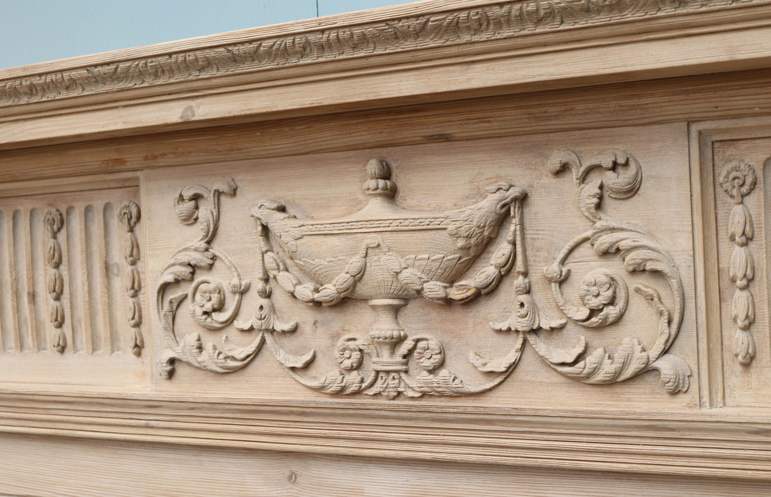Georgian Antique Neoclassical Style Carved Fire Mantel For Sale
