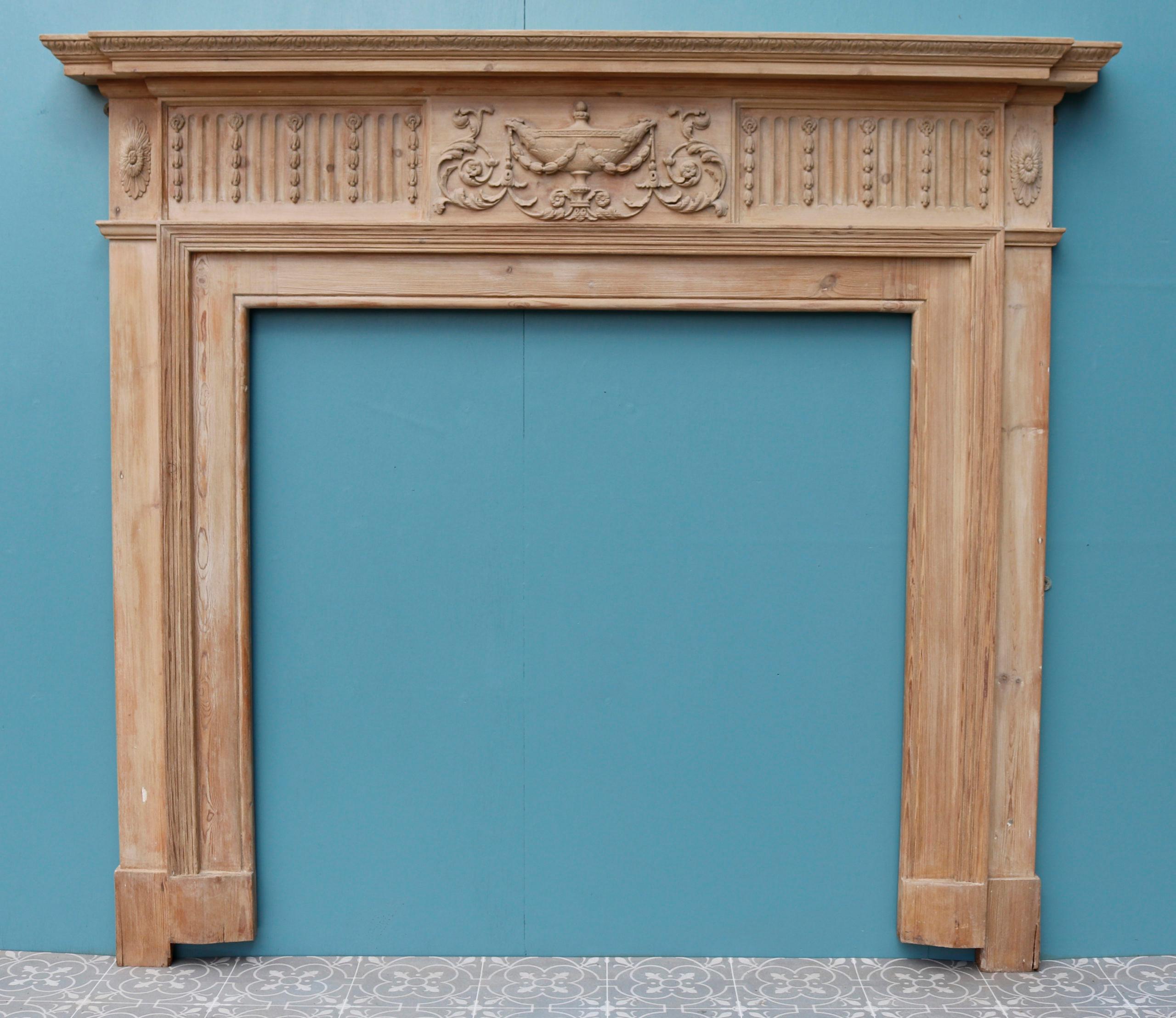 19th Century Antique Neoclassical Style Carved Fire Mantel For Sale