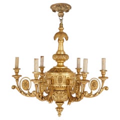 Antique Neoclassical Style Carved Giltwood Chandelier