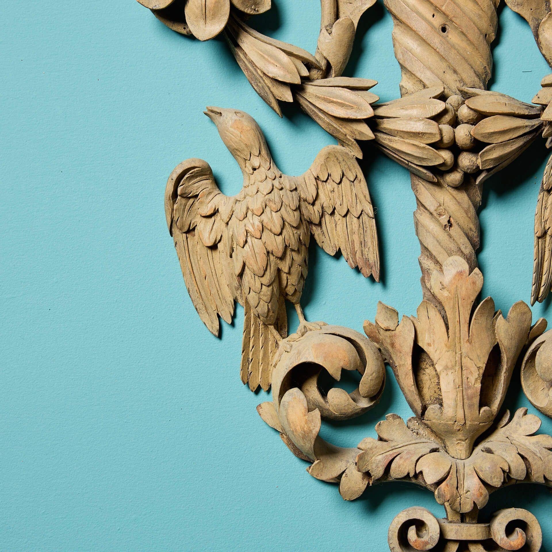 English Antique Neoclassical Style Carved Lime Wood Wall Panel For Sale