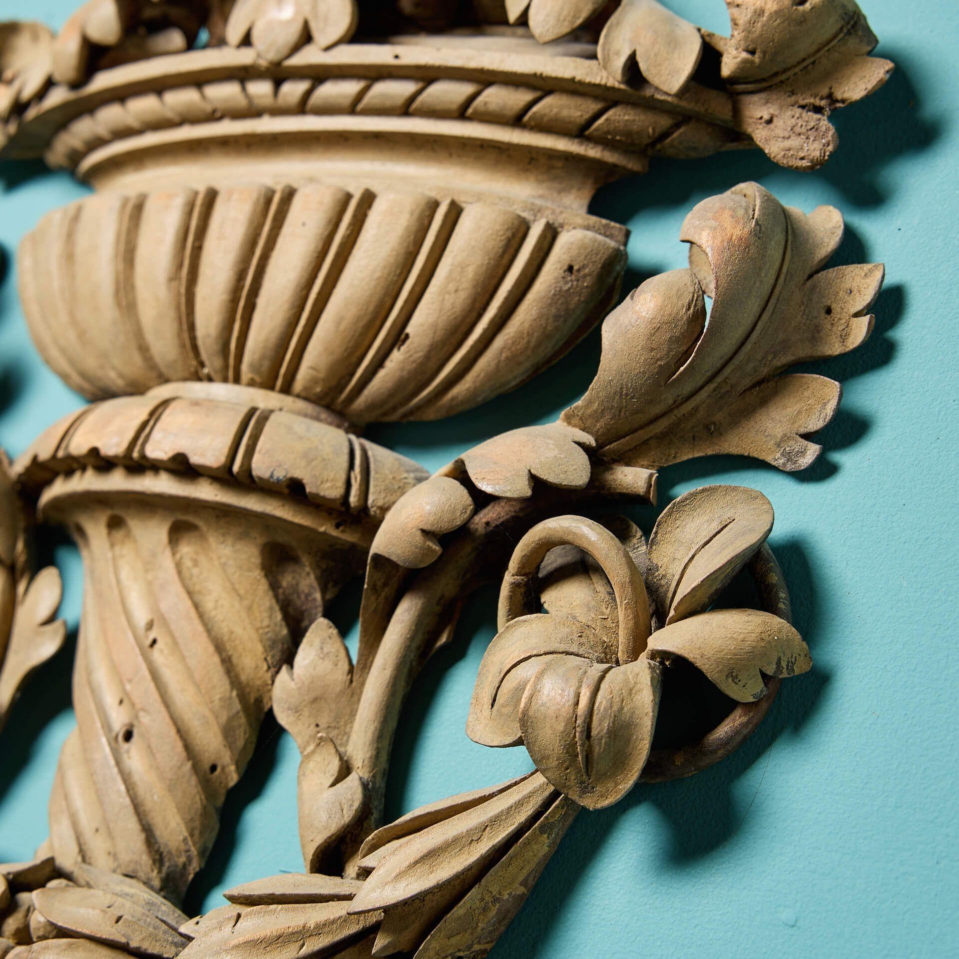 18th Century Antique Neoclassical Style Carved Lime Wood Wall Panel For Sale