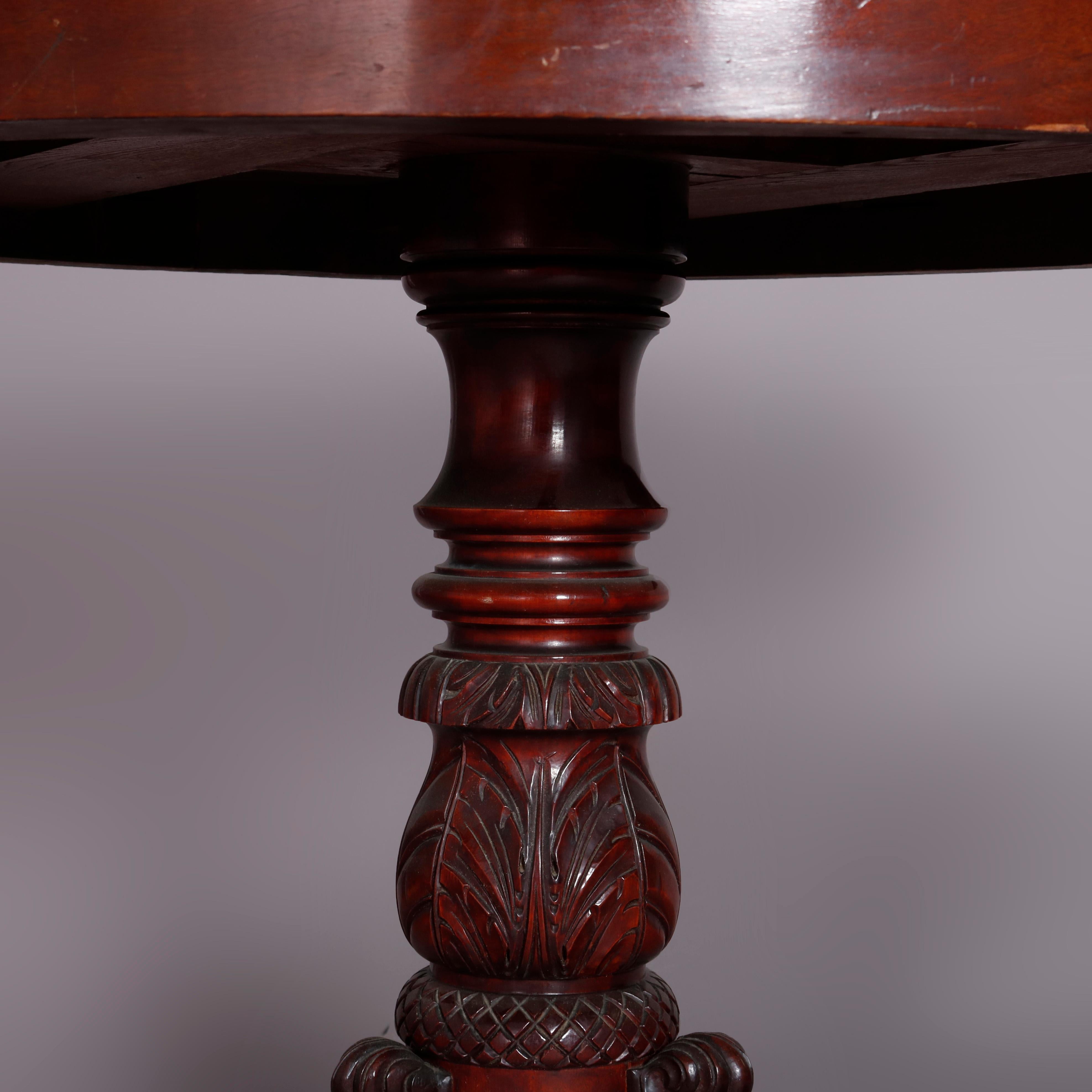 American Antique Neoclassical Style Carved Mahogany Center Table, circa 1900