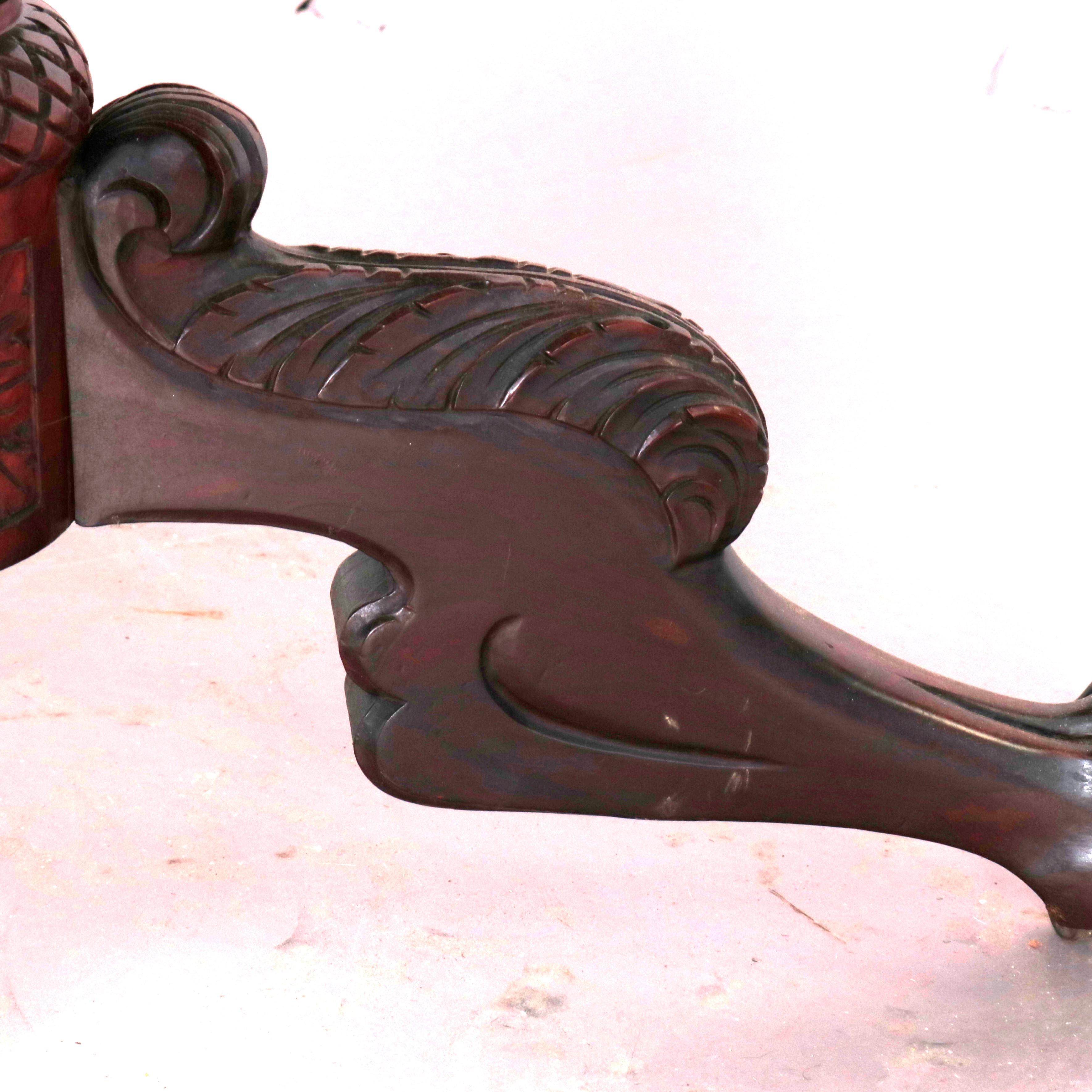 Antique Neoclassical Style Carved Mahogany Center Table, circa 1900 In Good Condition In Big Flats, NY