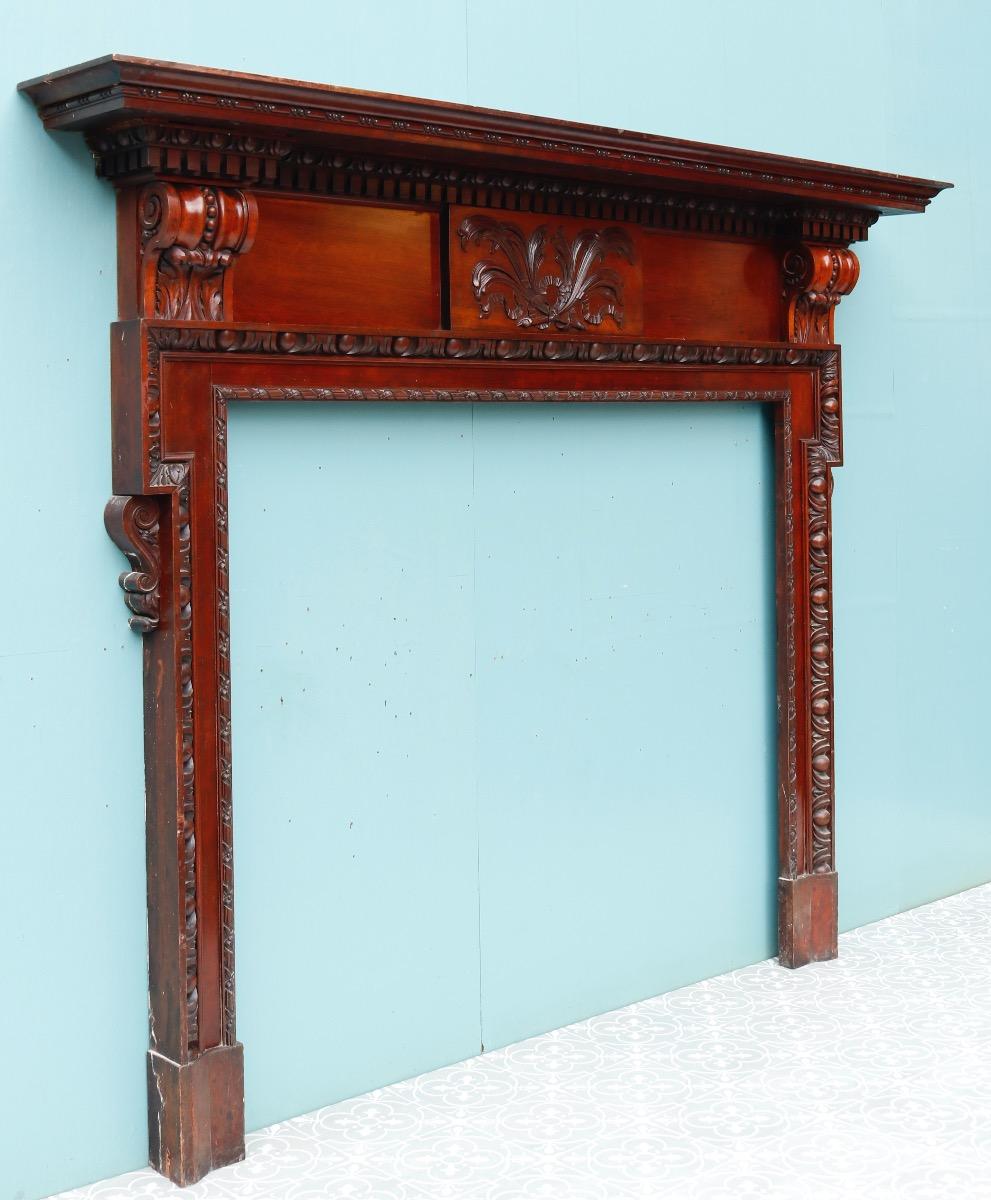 Antique Neoclassical Style Carved Wooden Mantel For Sale 5