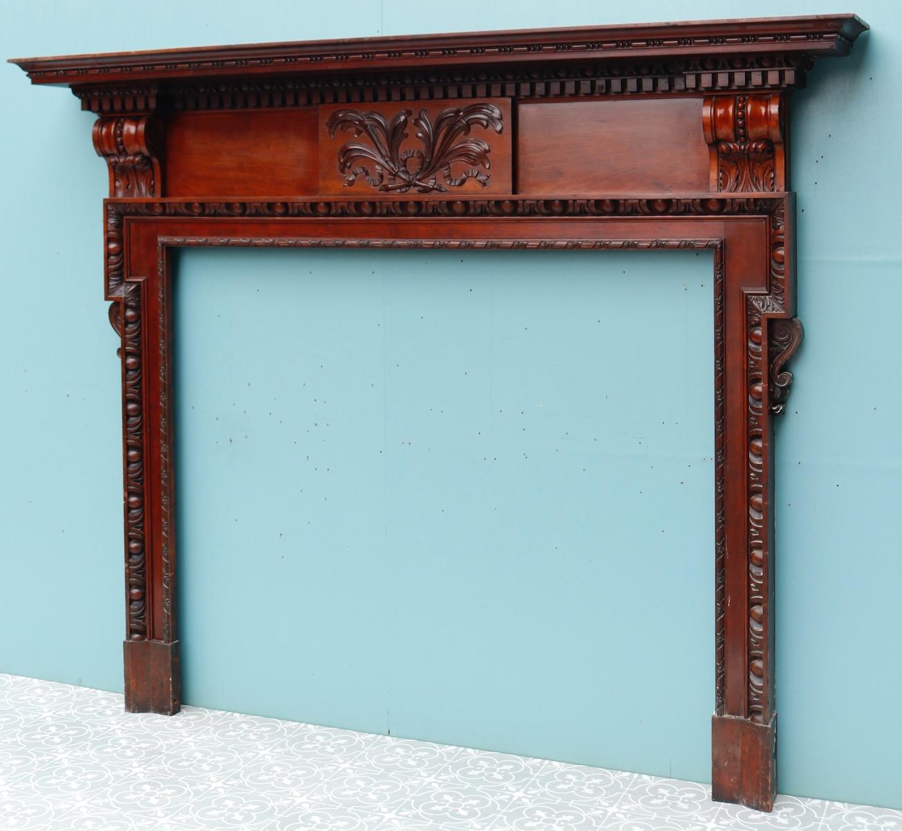 Antique Neoclassical Style Carved Wooden Mantel For Sale 6