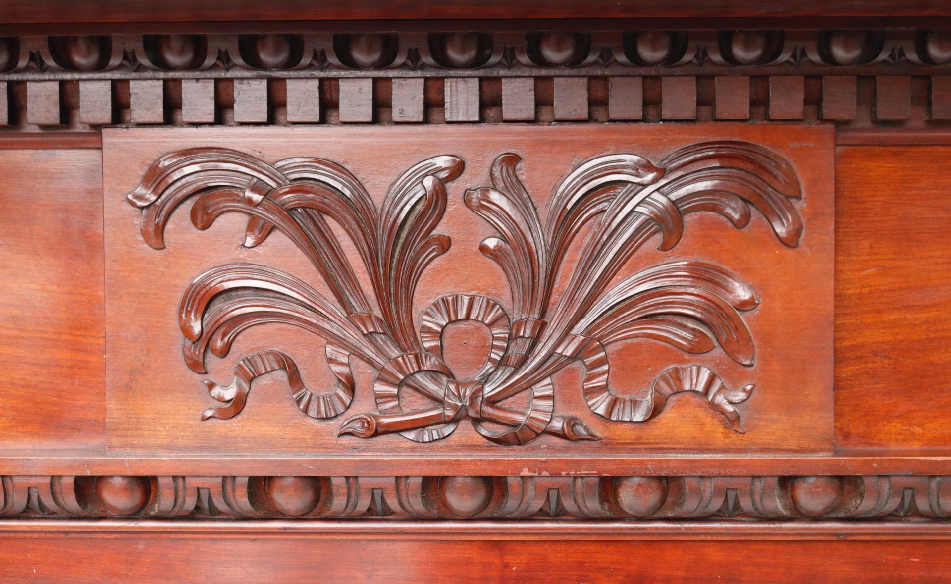 Mahogany Antique Neoclassical Style Carved Wooden Mantel For Sale