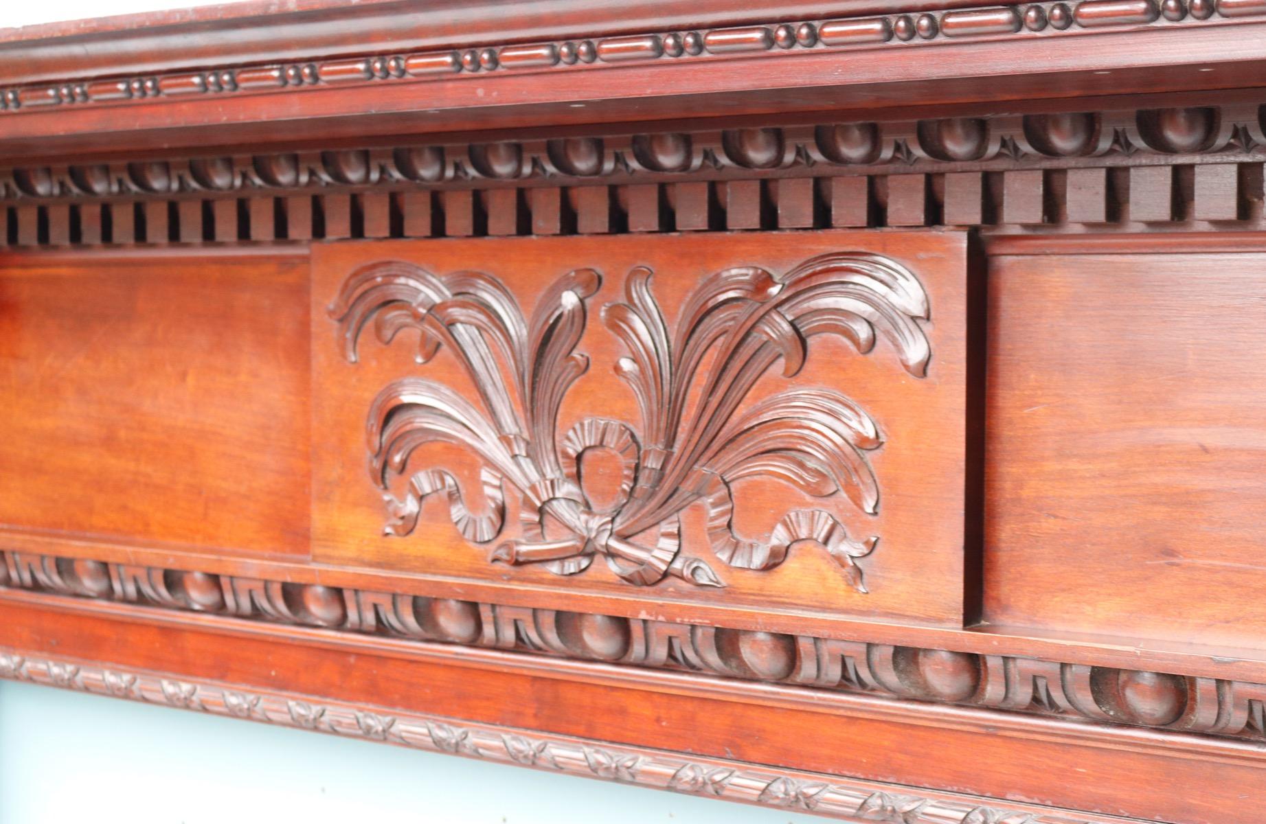 Antique Neoclassical Style Carved Wooden Mantel For Sale 1