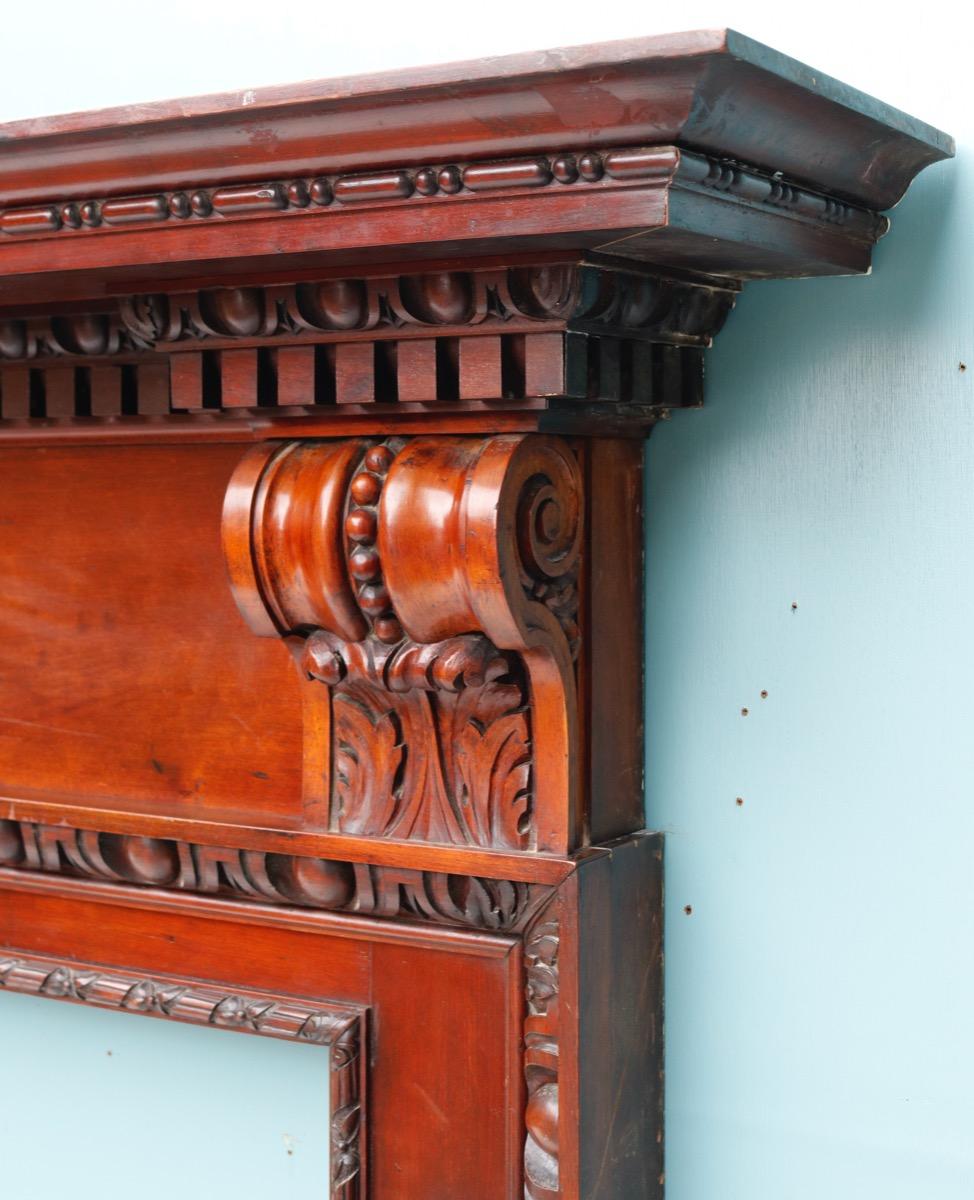 Antique Neoclassical Style Carved Wooden Mantel For Sale 2