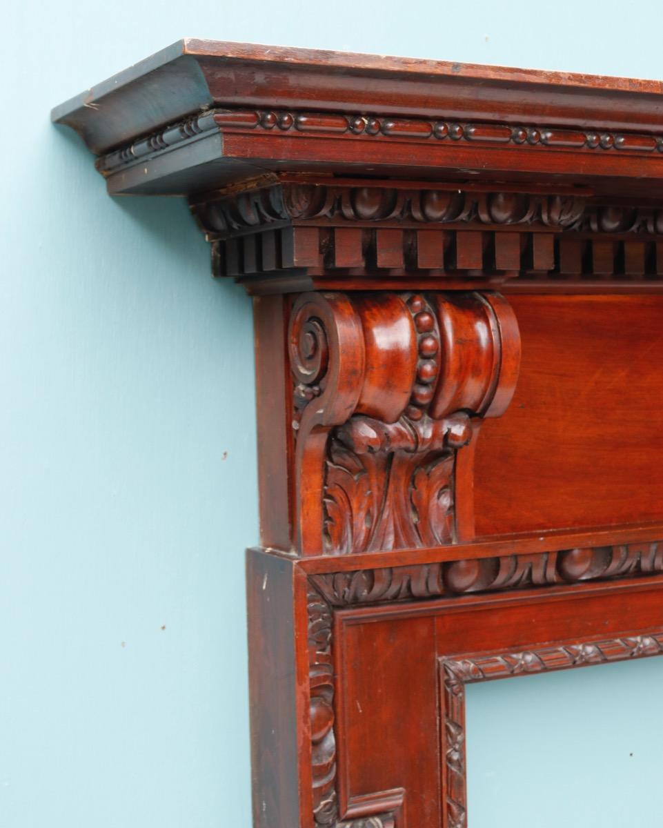 Antique Neoclassical Style Carved Wooden Mantel For Sale 4
