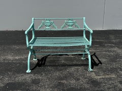 Panche da giardino in alluminio fuso in stile neoclassico antico con motivo a urna - Verde