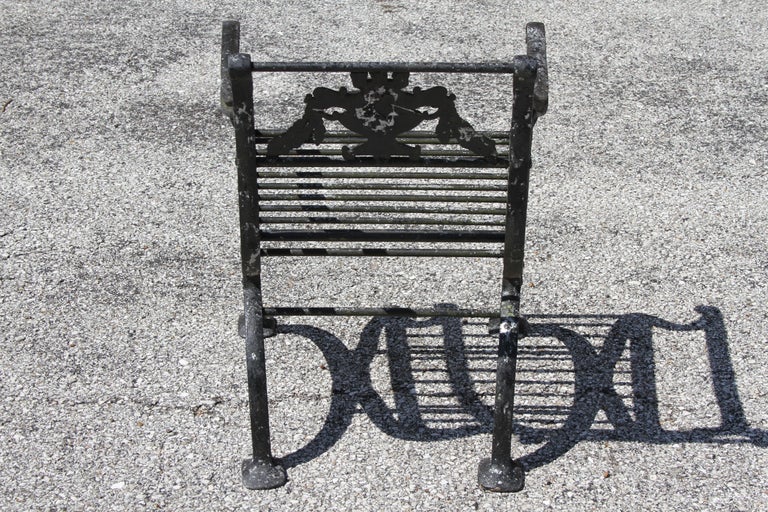 Antique Neoclassical Style Cast Aluminum set of 4 Garden or Patio Arm Chairs For Sale 5