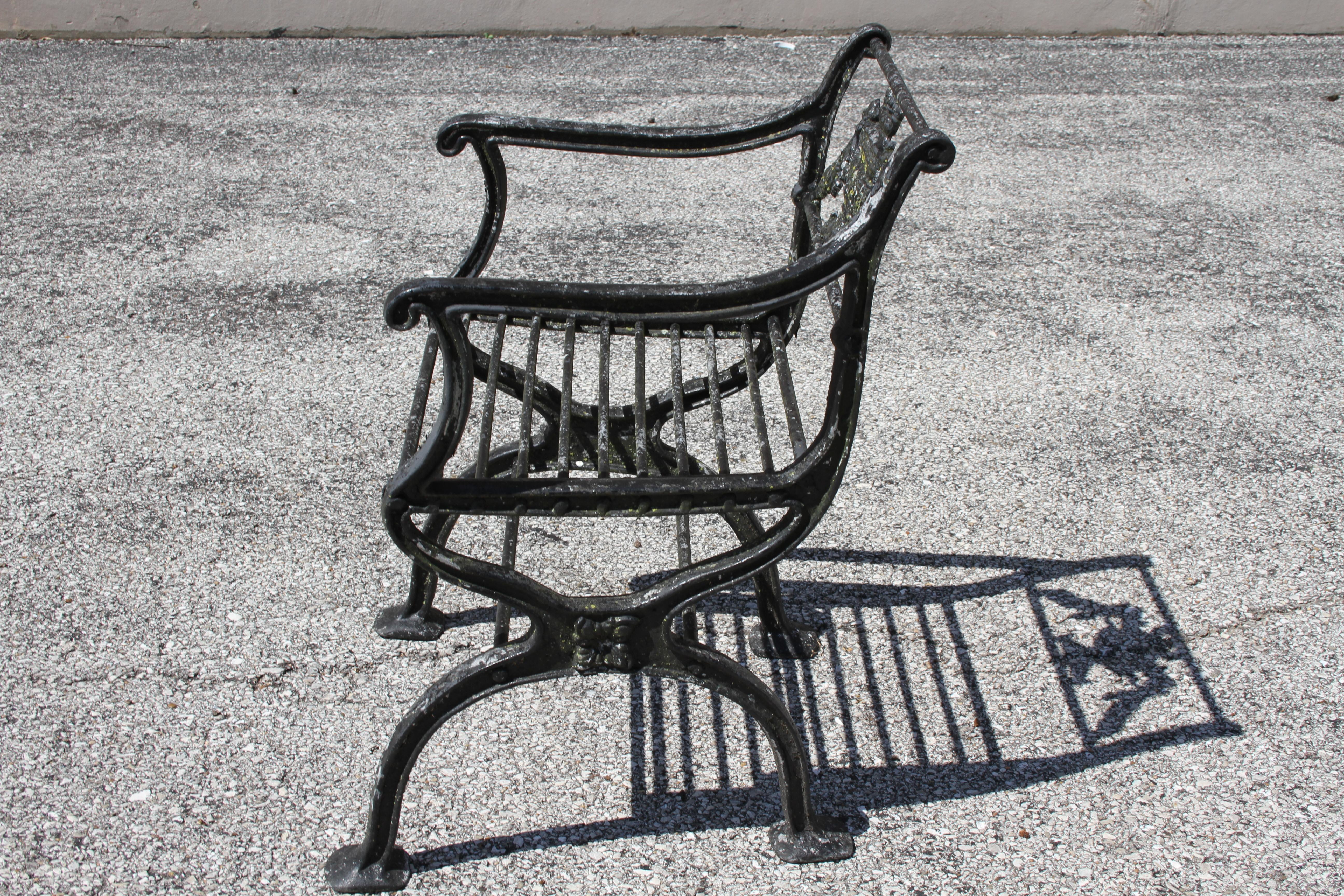 Antique Neoclassical Style Cast Aluminum set of 4 Garden or Patio Arm Chairs 8