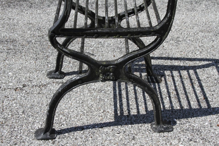 Antique Neoclassical Style Cast Aluminum set of 4 Garden or Patio Arm Chairs For Sale 9