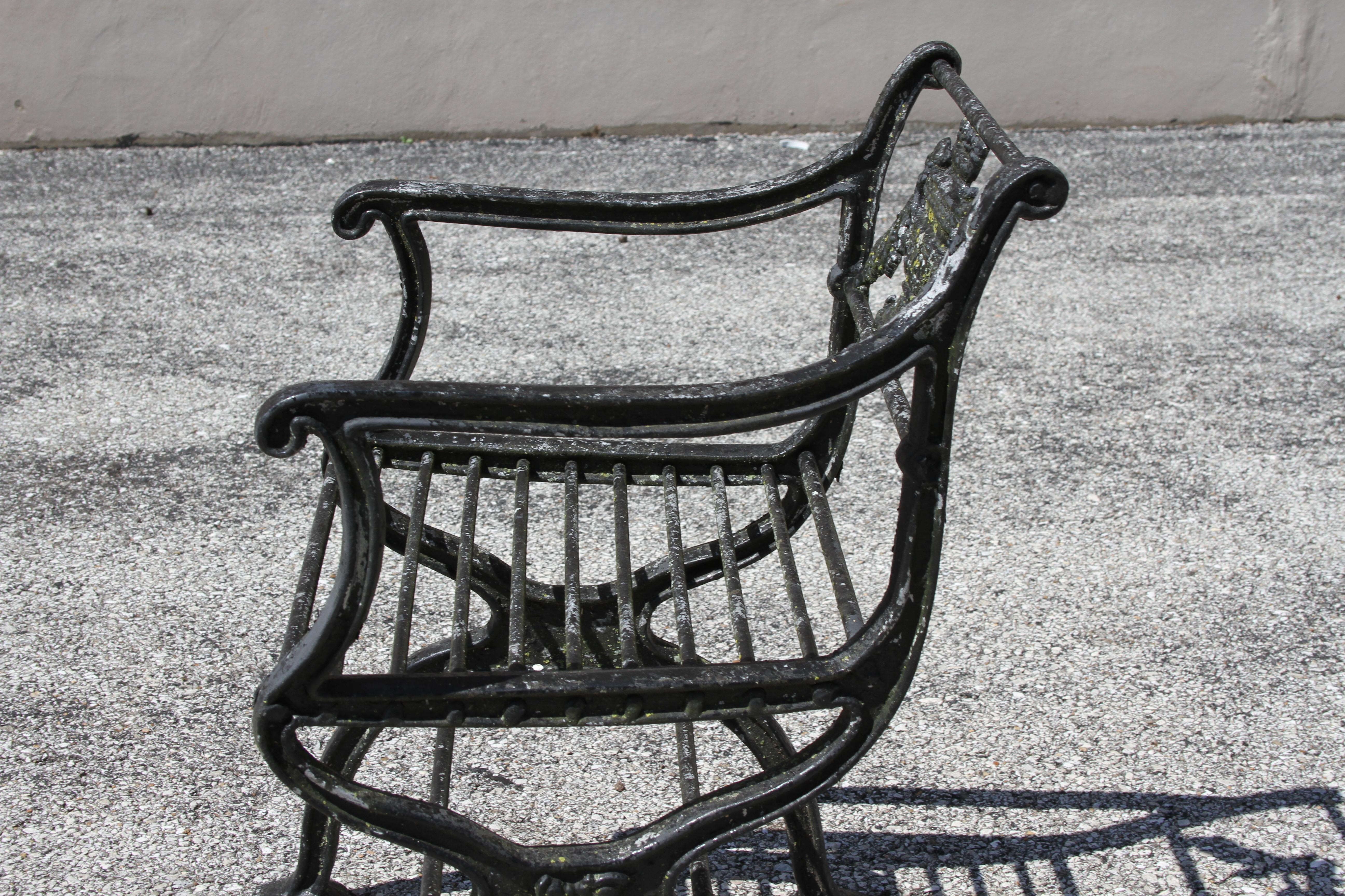 Antique Neoclassical Style Cast Aluminum set of 4 Garden or Patio Arm Chairs 10